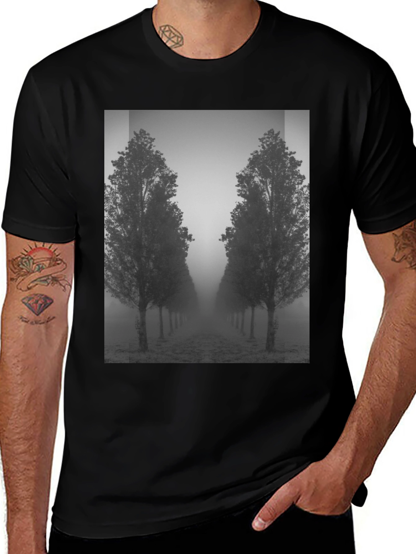 Variant 26 of Misty Tree Lane Black T-Shirt