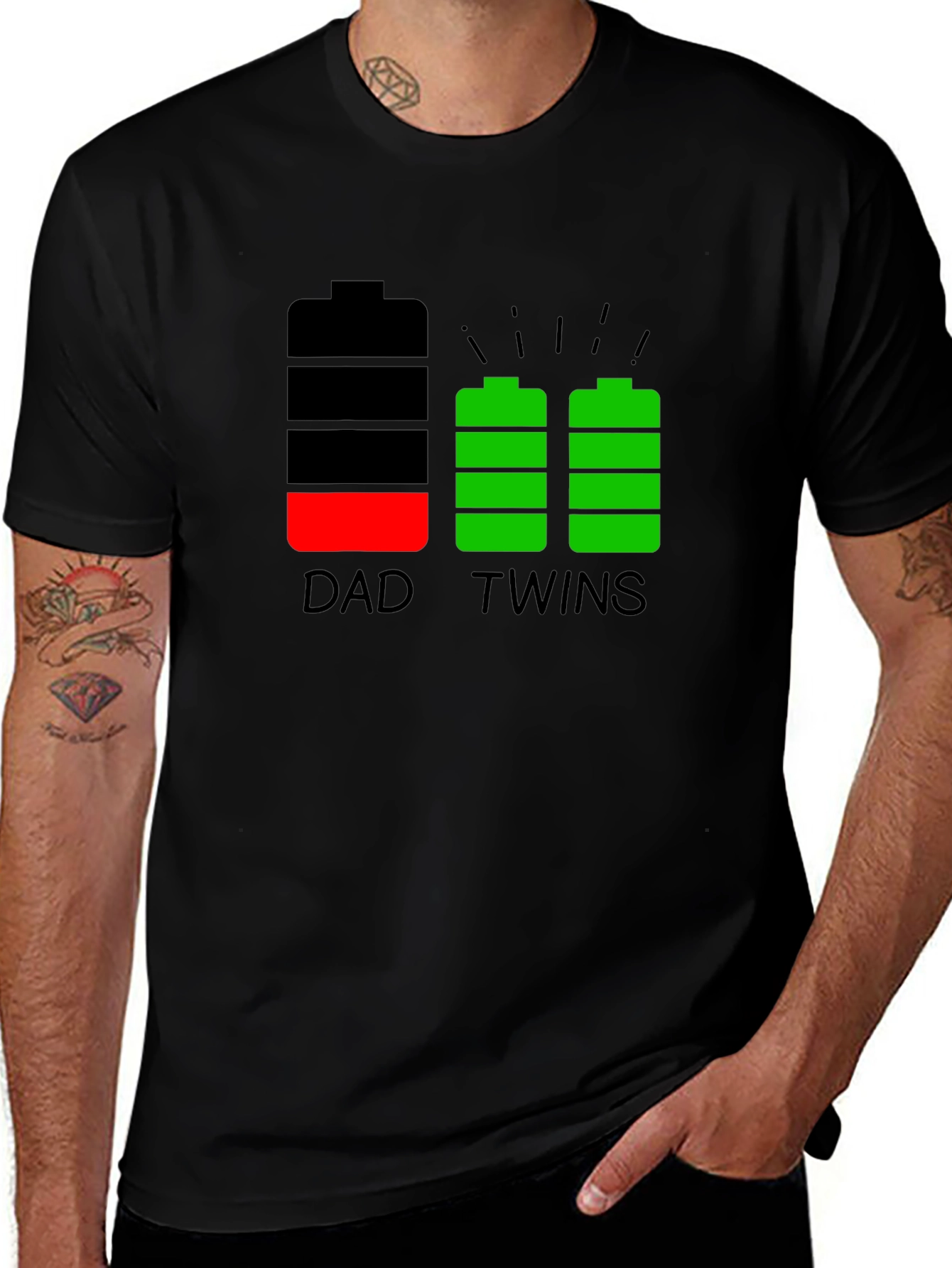 Variant 18 of Dad Twins Battery T-Shirt - Funny Parent Tee