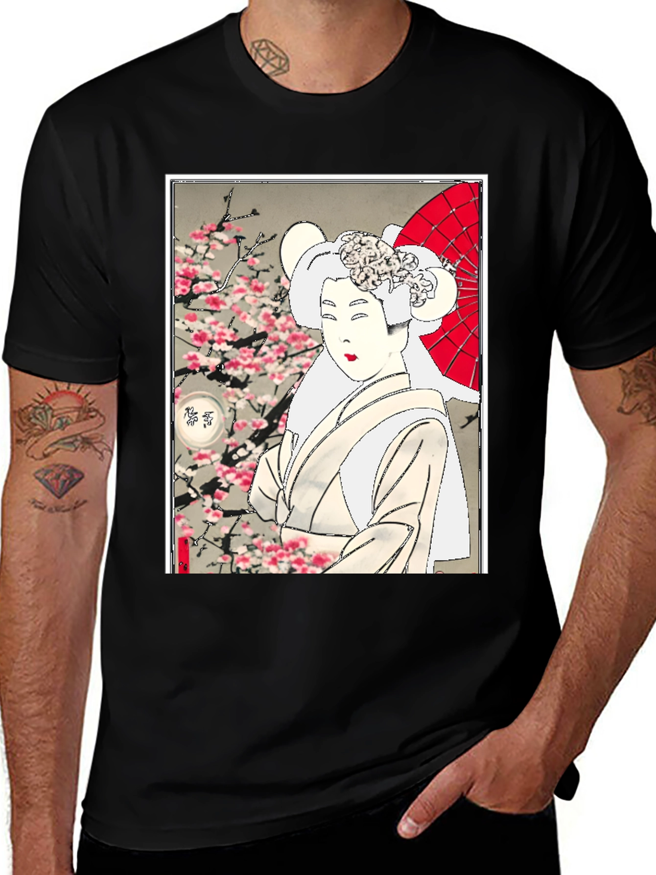 Geisha Art Graphic Tee - Unisex Black T-Shirt