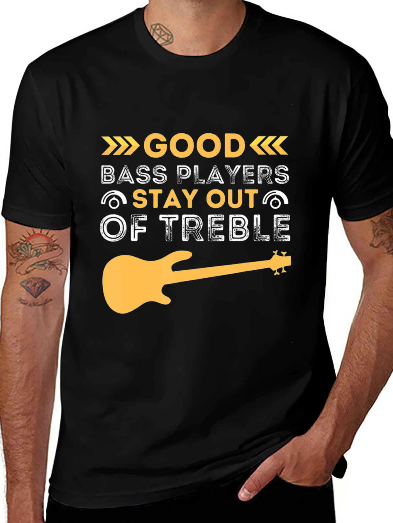 Variant 10 of Bass Player Graphic T-Shirt - Stay Out of Treble