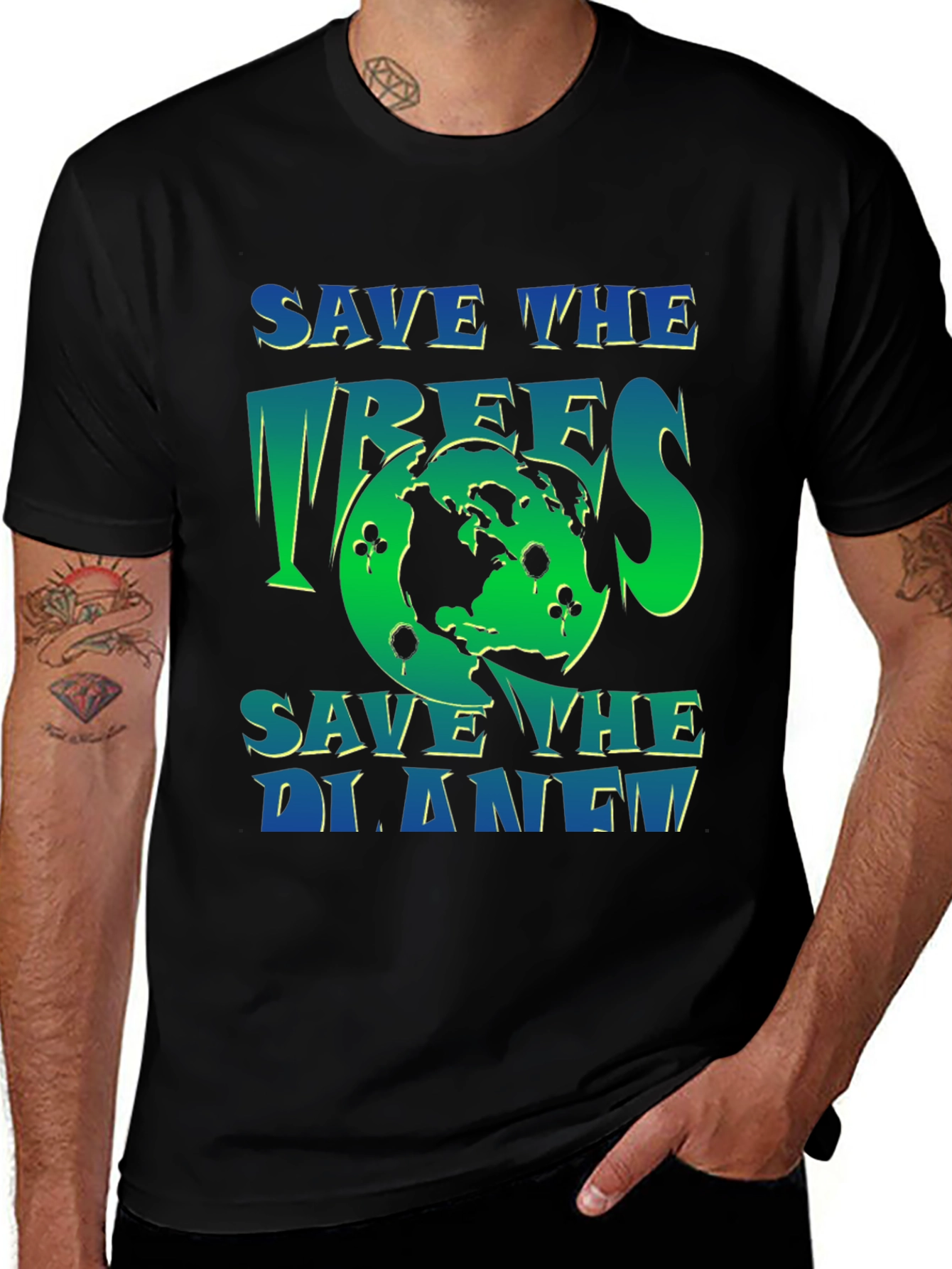 Variant 10 of Eco-Friendly 'Save the Planet' Graphic T-Shirt