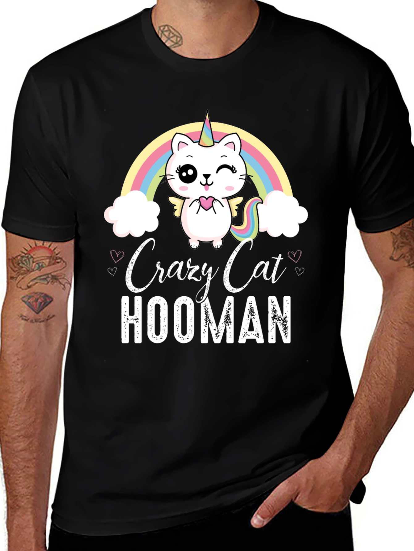 Crazy Cat Hooman T-Shirt - Funny Unicorn Cat Lover Tee