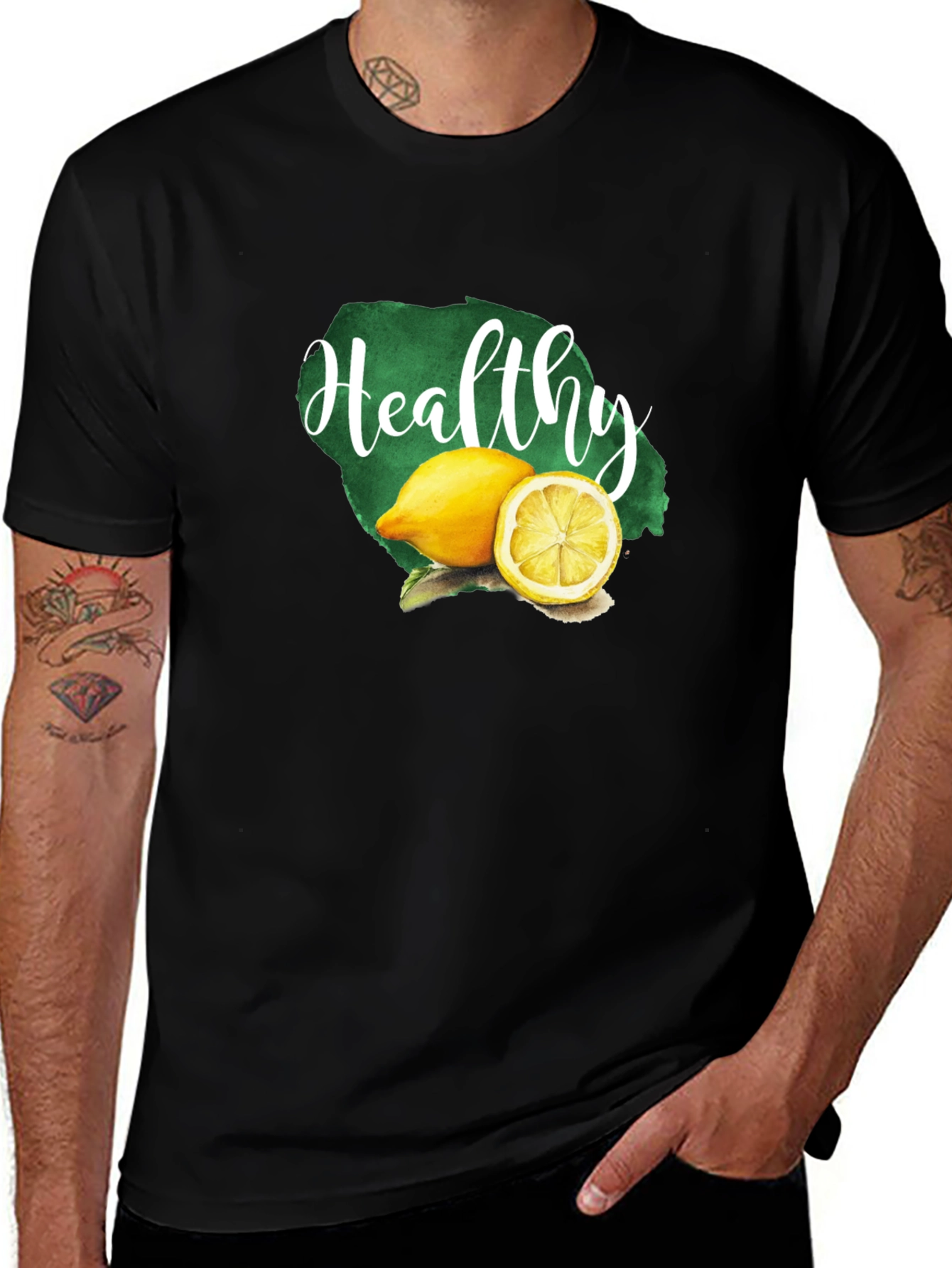 Variant 12 of Healthy Lemon Graphic Tee - Unisex Black T-Shirt