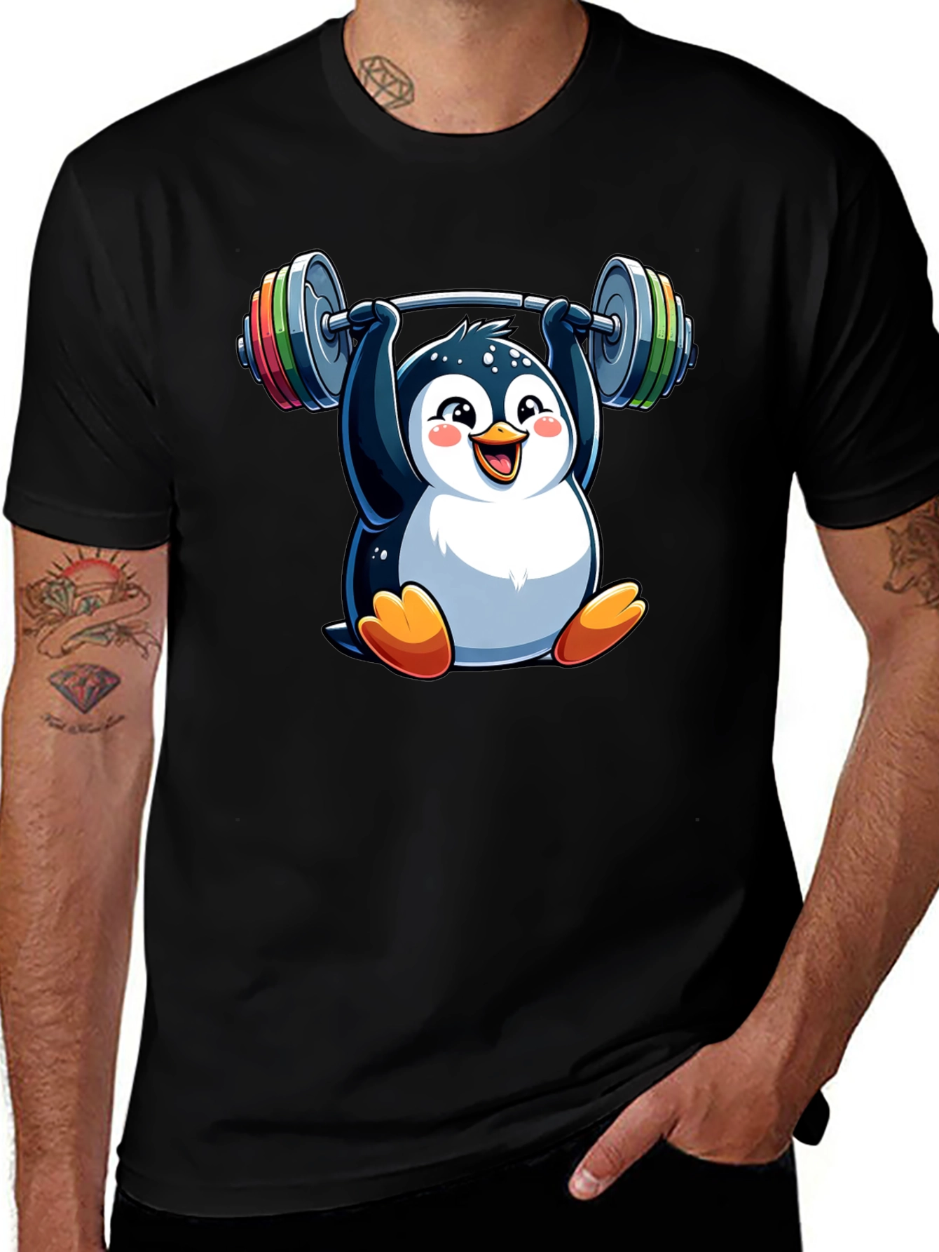 Variant 10 of Penguin Weightlifting T-Shirt - Funny Gym Tee