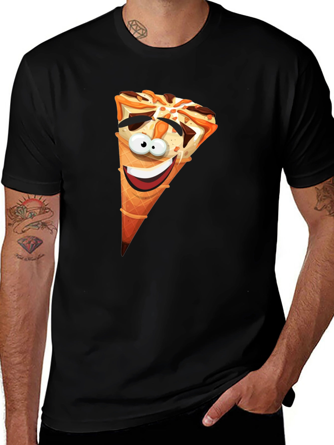 Black Funny Ice Cream Cone Graphic T-Shirt main image