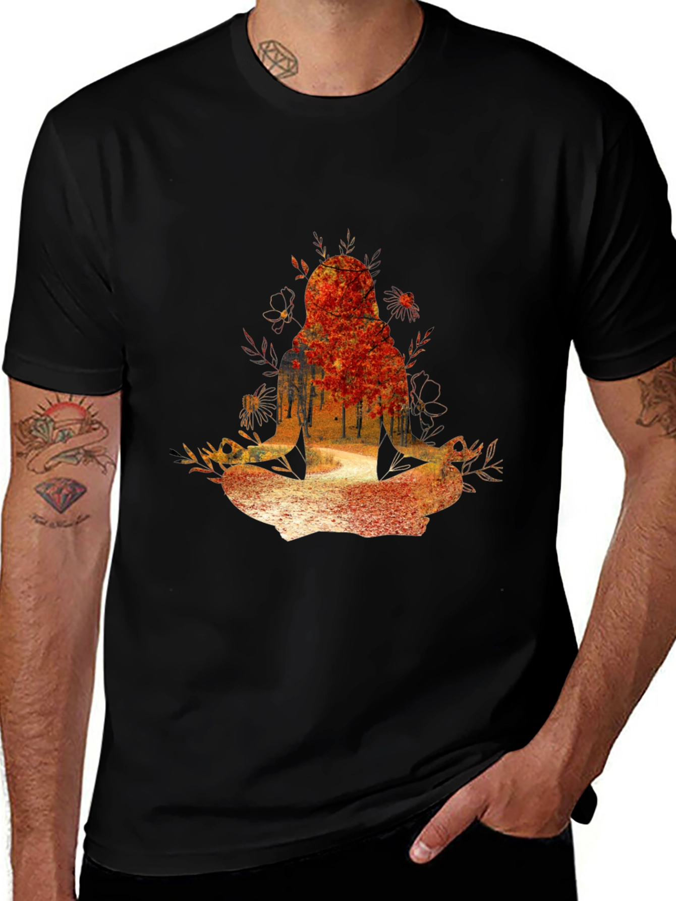 Variant 8 of Nature-Inspired Meditating Figure Graphic Tee