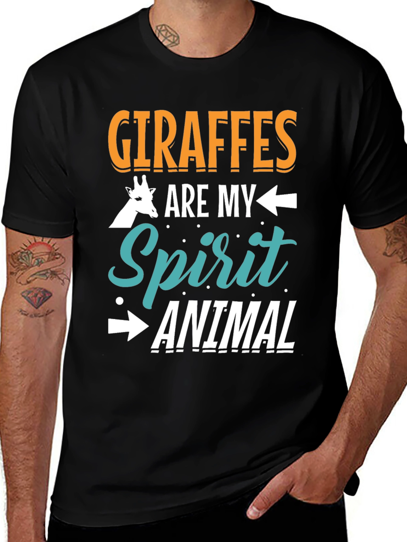 Variant 29 of Giraffe Spirit Animal Graphic Tee - Unisex Black T-Shirt