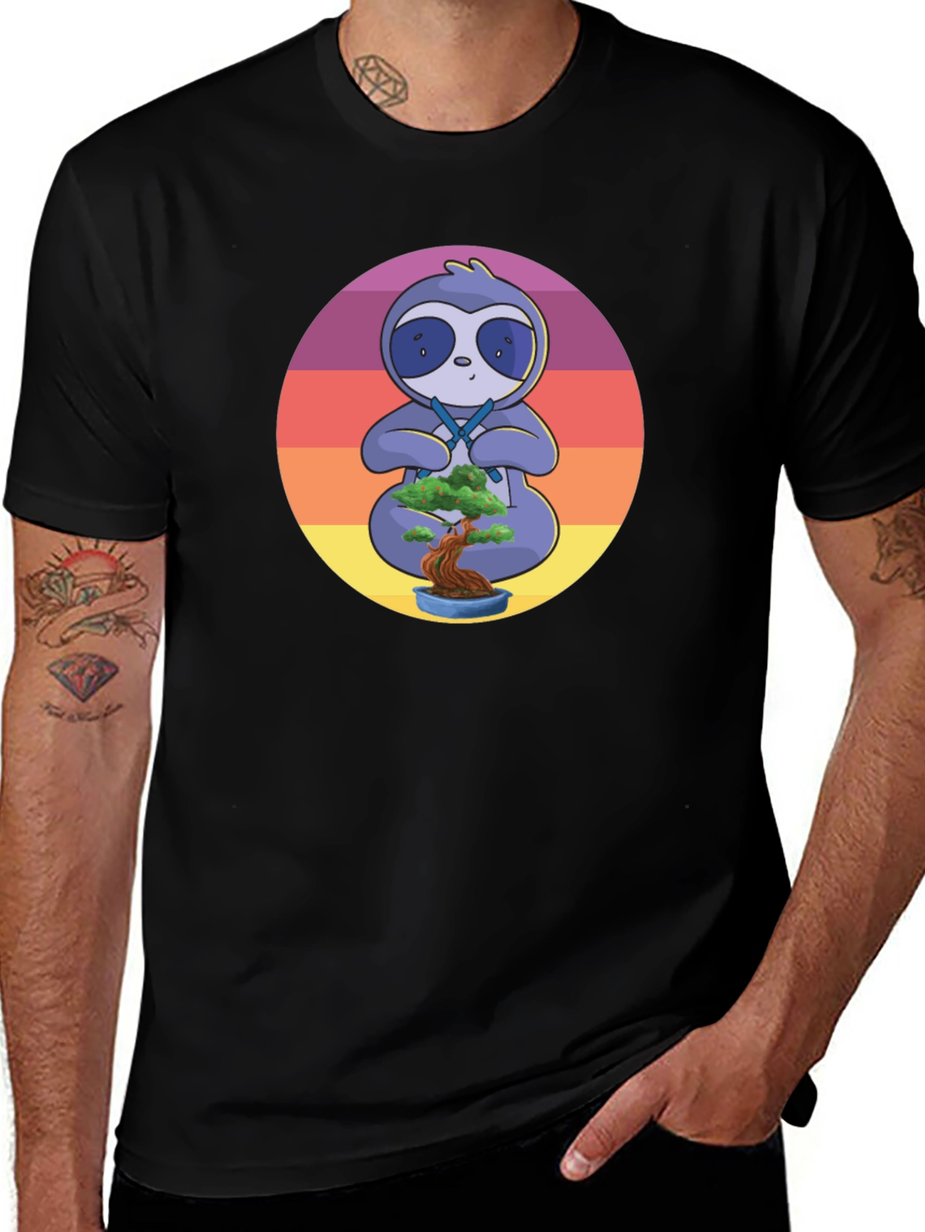 Variant 17 of Sloth Bonsai Tree T-Shirt - Relaxed Zen Style