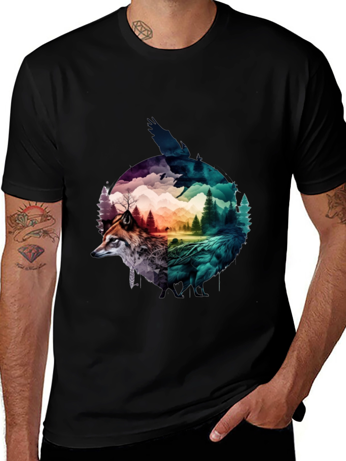 Variant 20 of Nature Spirit Graphic Tee - Unisex Black T-Shirt