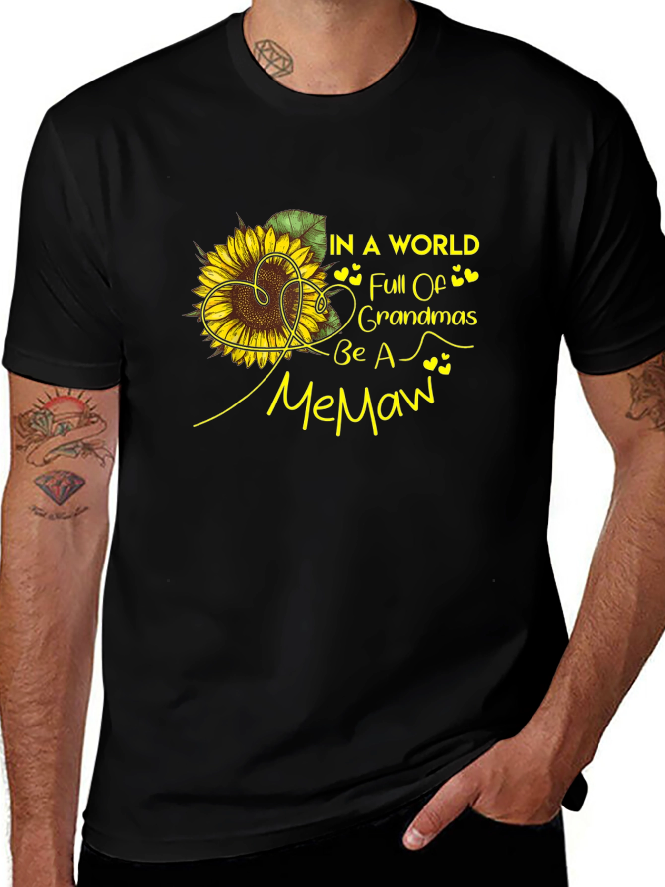 Memaw Sunflower Graphic T-Shirt - Black
