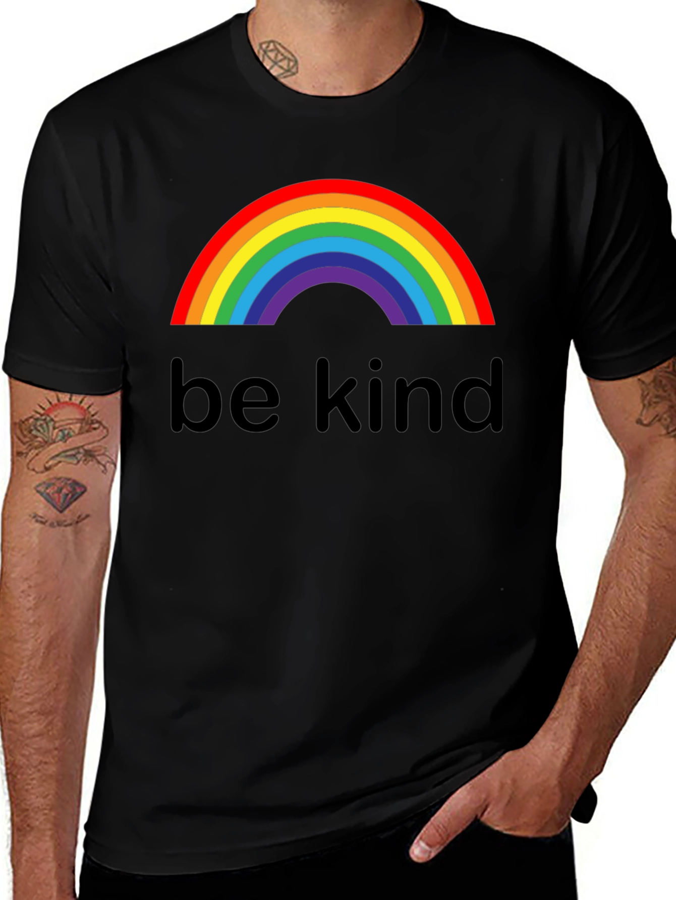 Variant 30 of Be Kind Rainbow Graphic Tee - Positive Vibes Shirt