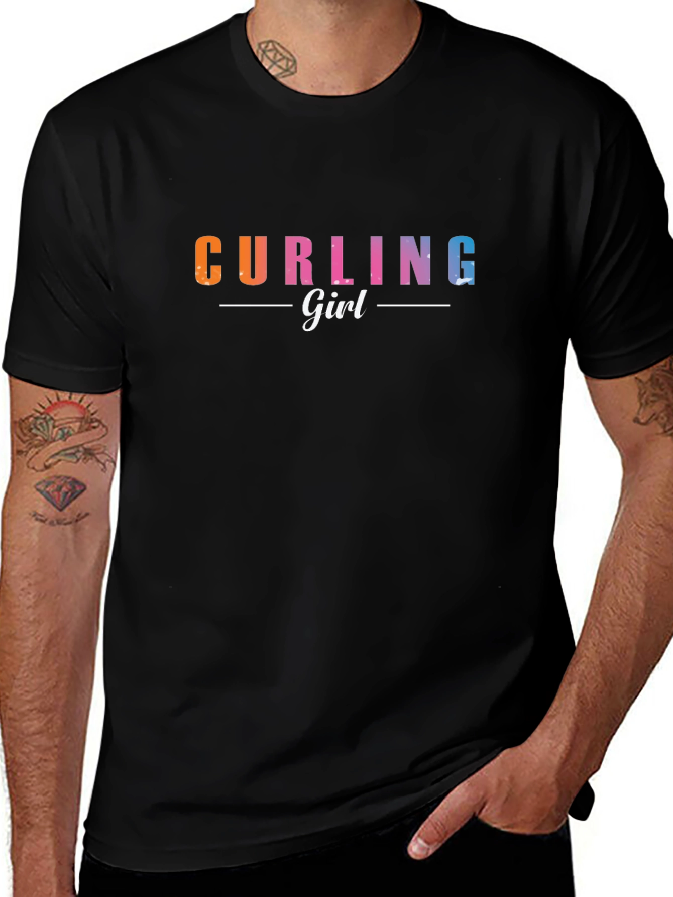Variant 2 of Curling Girl Graphic T-Shirt - Novelty Sportswear
