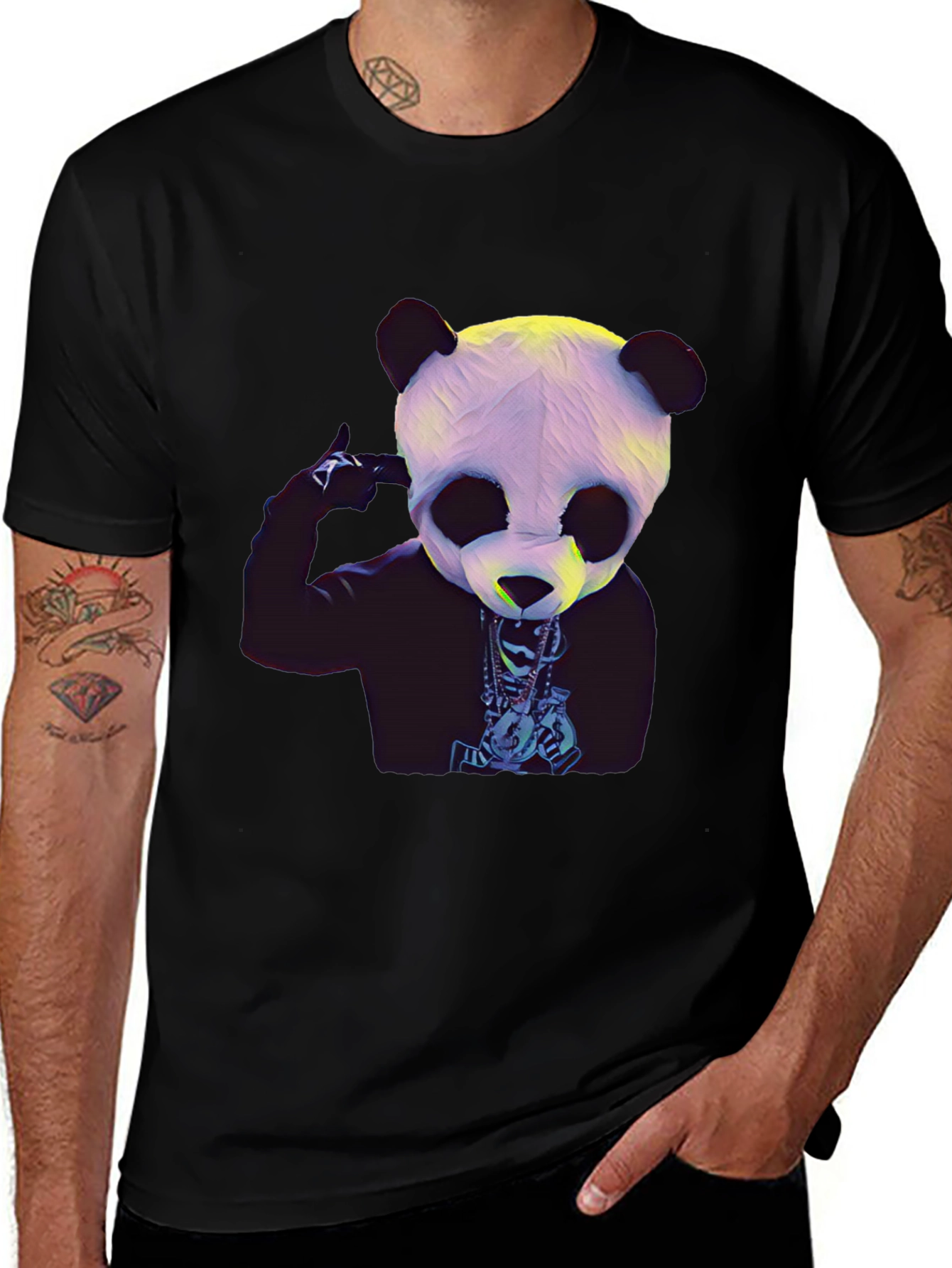 Variant 30 of Panda Rapper Graphic T-Shirt - Black