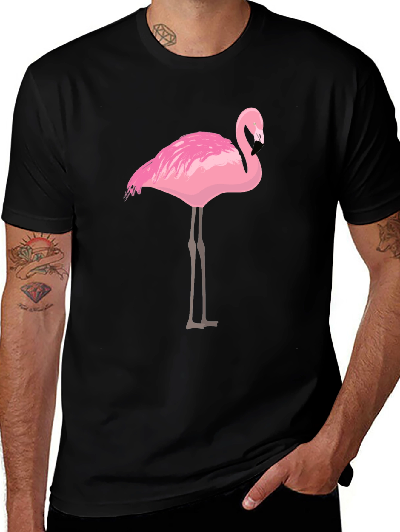 Variant 4 of Flamingo Graphic Black T-Shirt