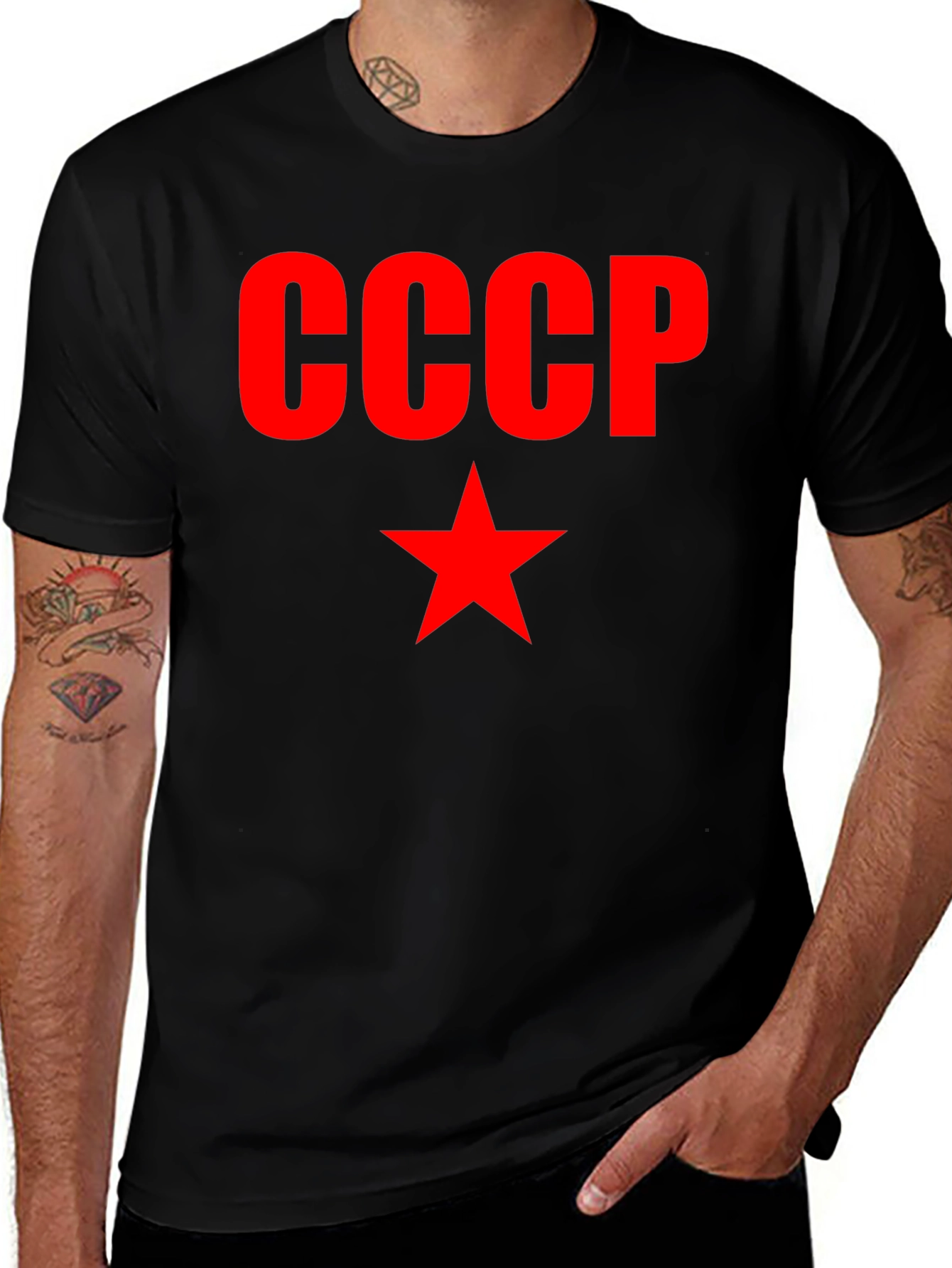 USSR CCCP Red Star Black T-Shirt