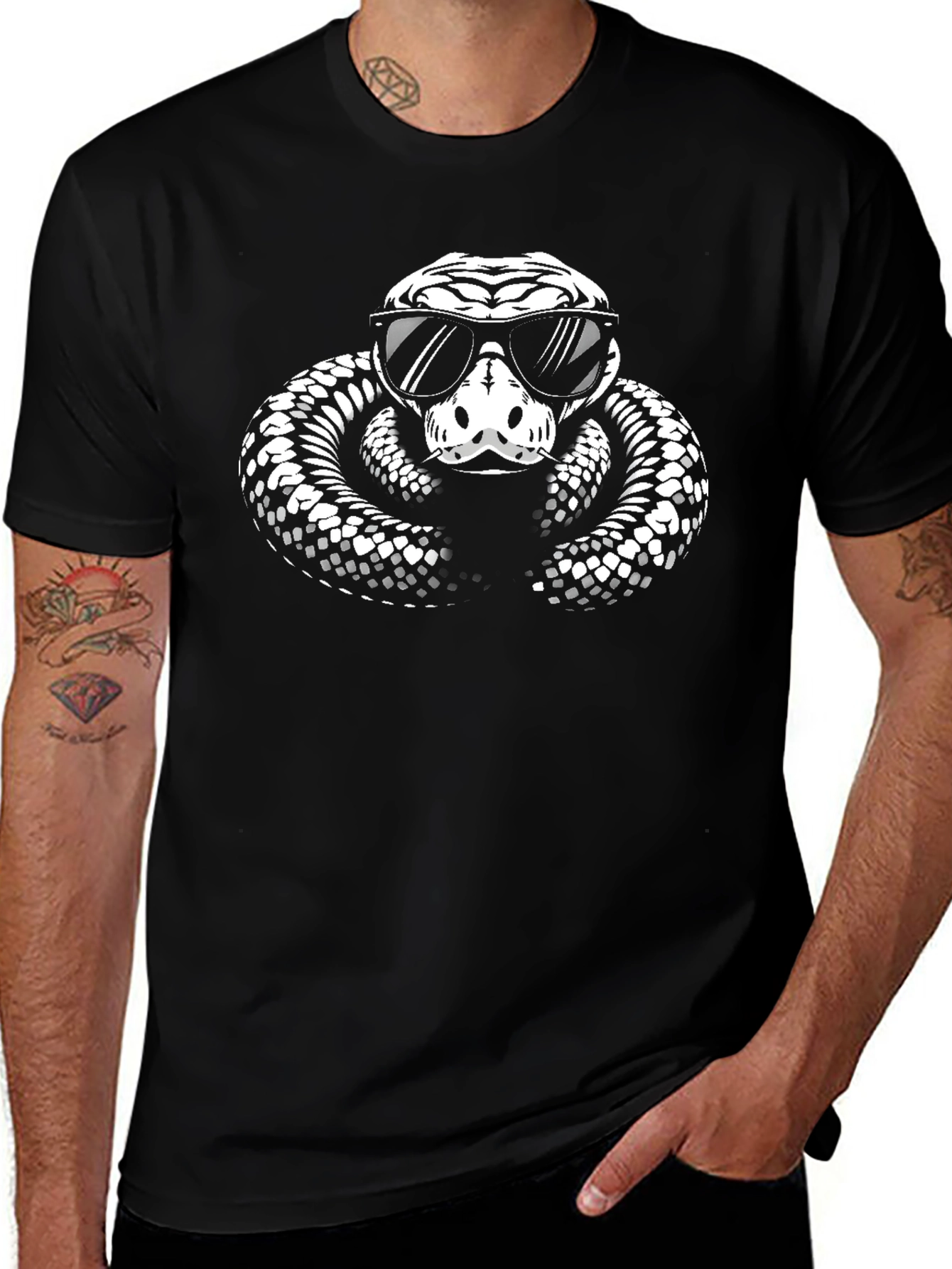 Variant 11 of Cool Snake Graphic Tee - Black Cotton T-Shirt