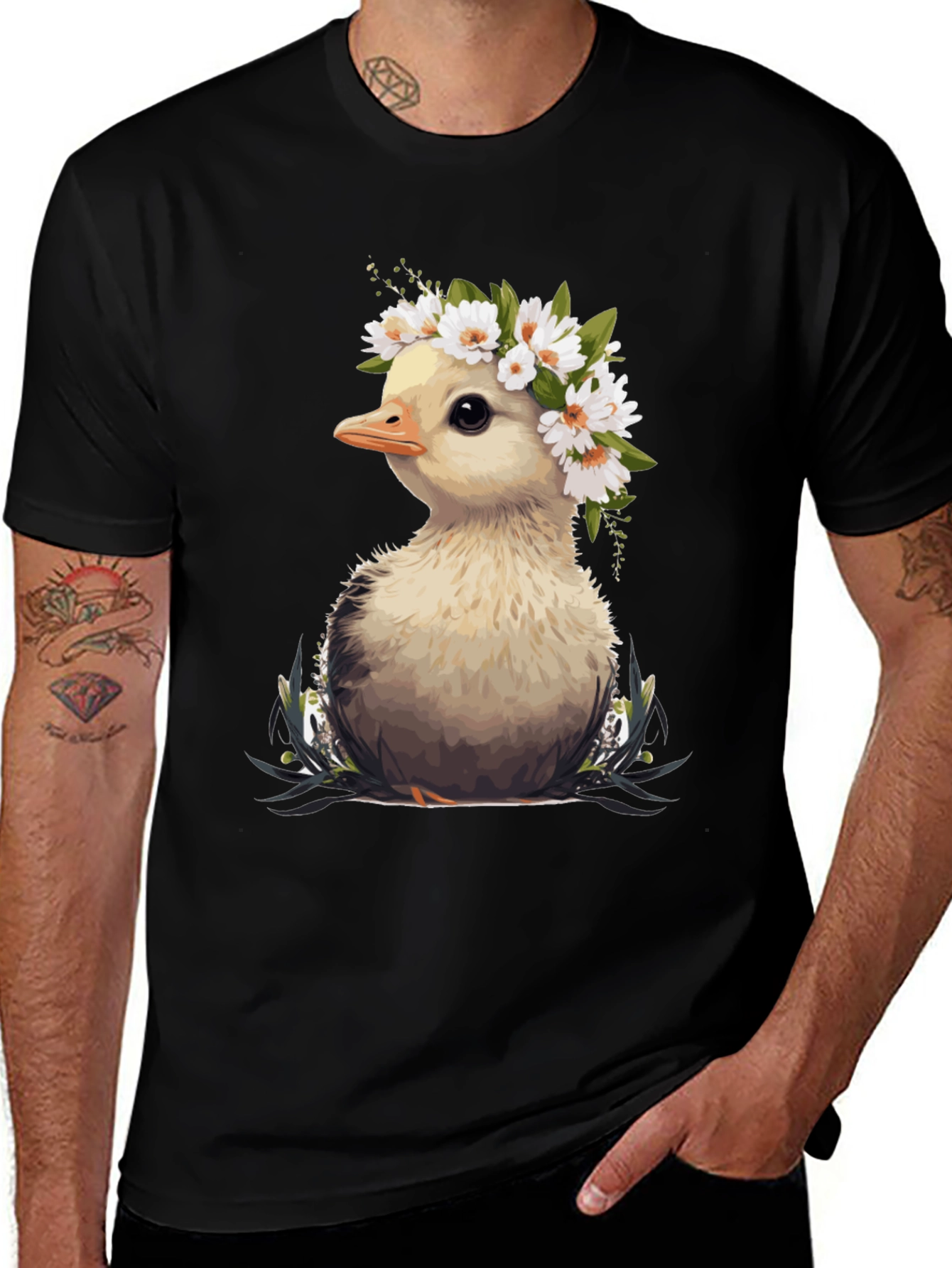 Variant 27 of Duckling Floral Wreath Graphic Tee