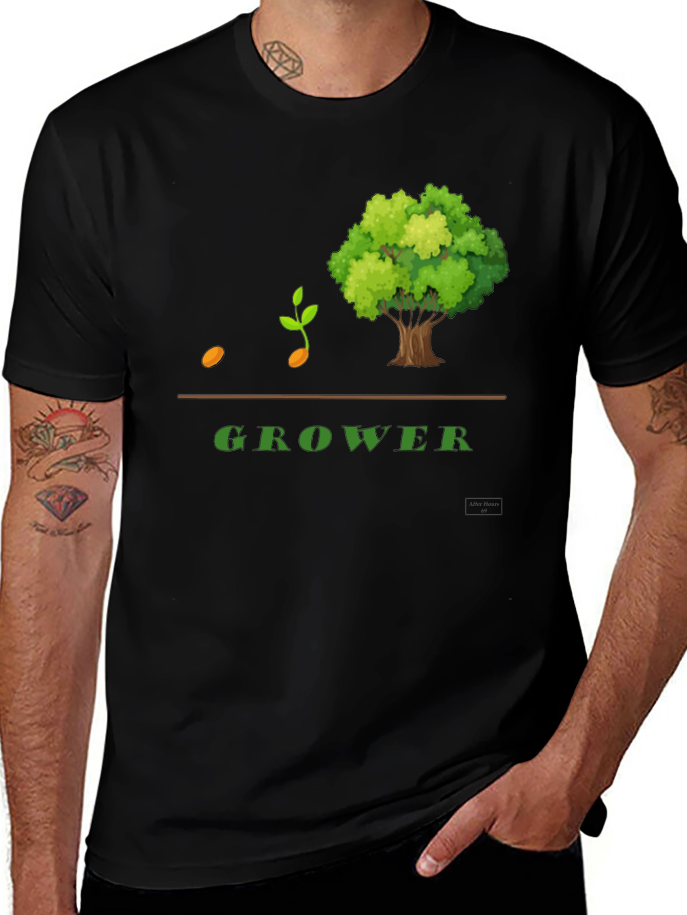 Variant 20 of Grower Graphic T-Shirt - Black Cotton Blend