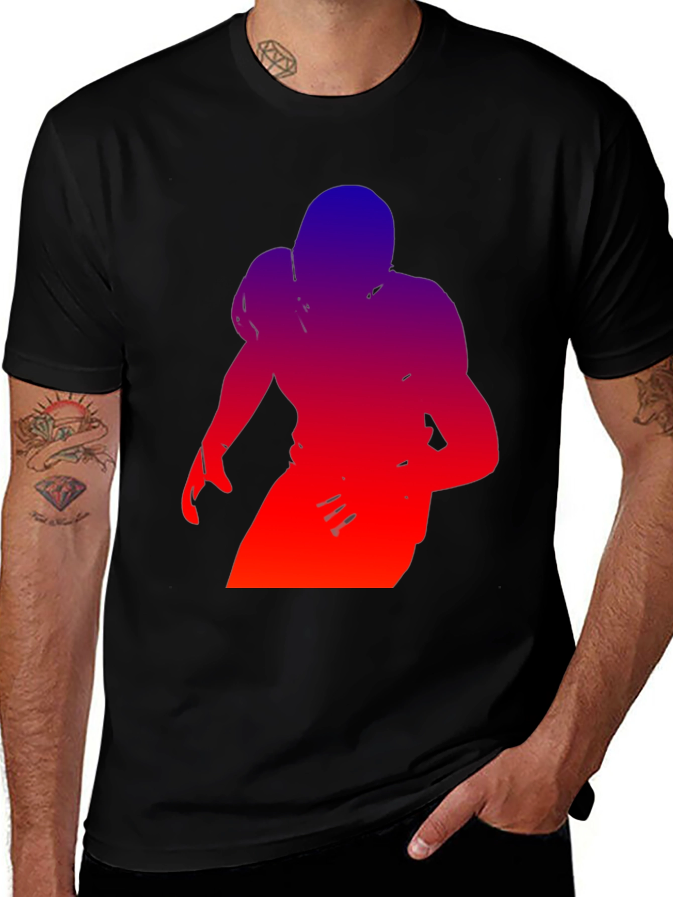 Variant 30 of Gradient Football Player Graphic Tee - Black