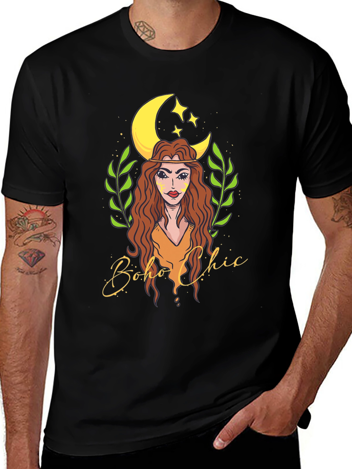 Boho Chic T-Shirt - Crescent Moon Goddess