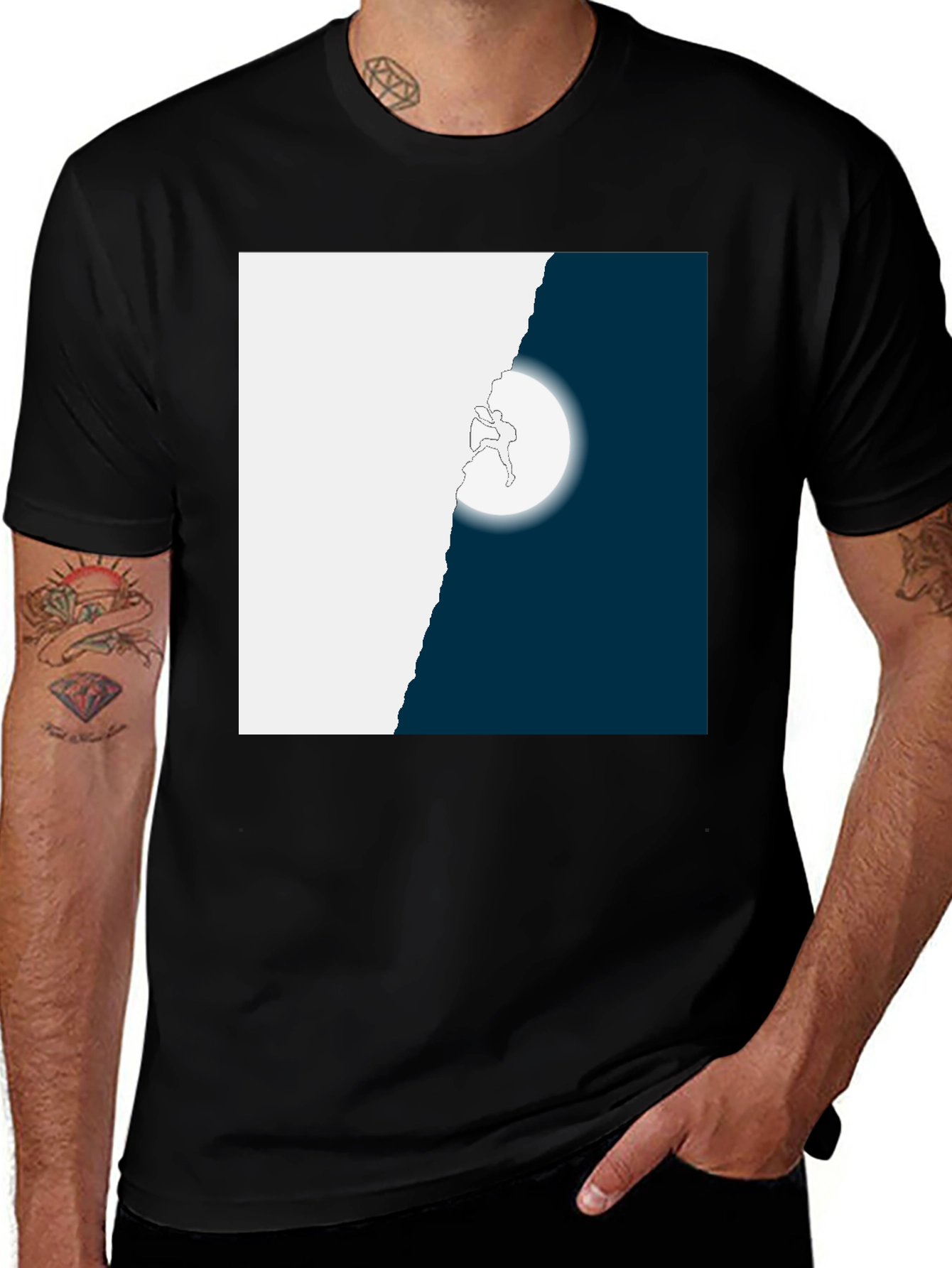 Variant 27 of Climbing Moon Graphic Tee - Black