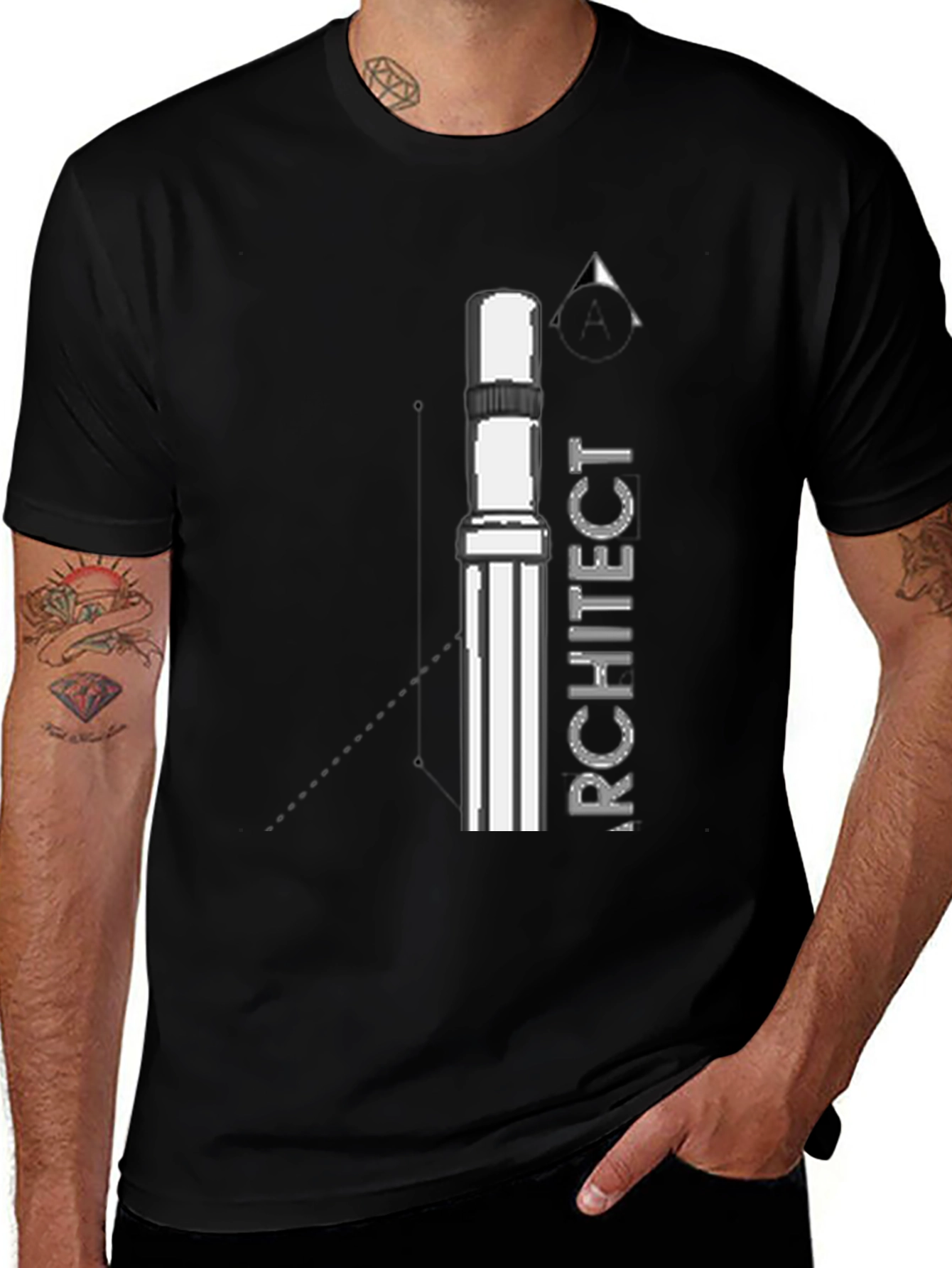 Variant 17 of Architect Tee: Column Design Black T-Shirt