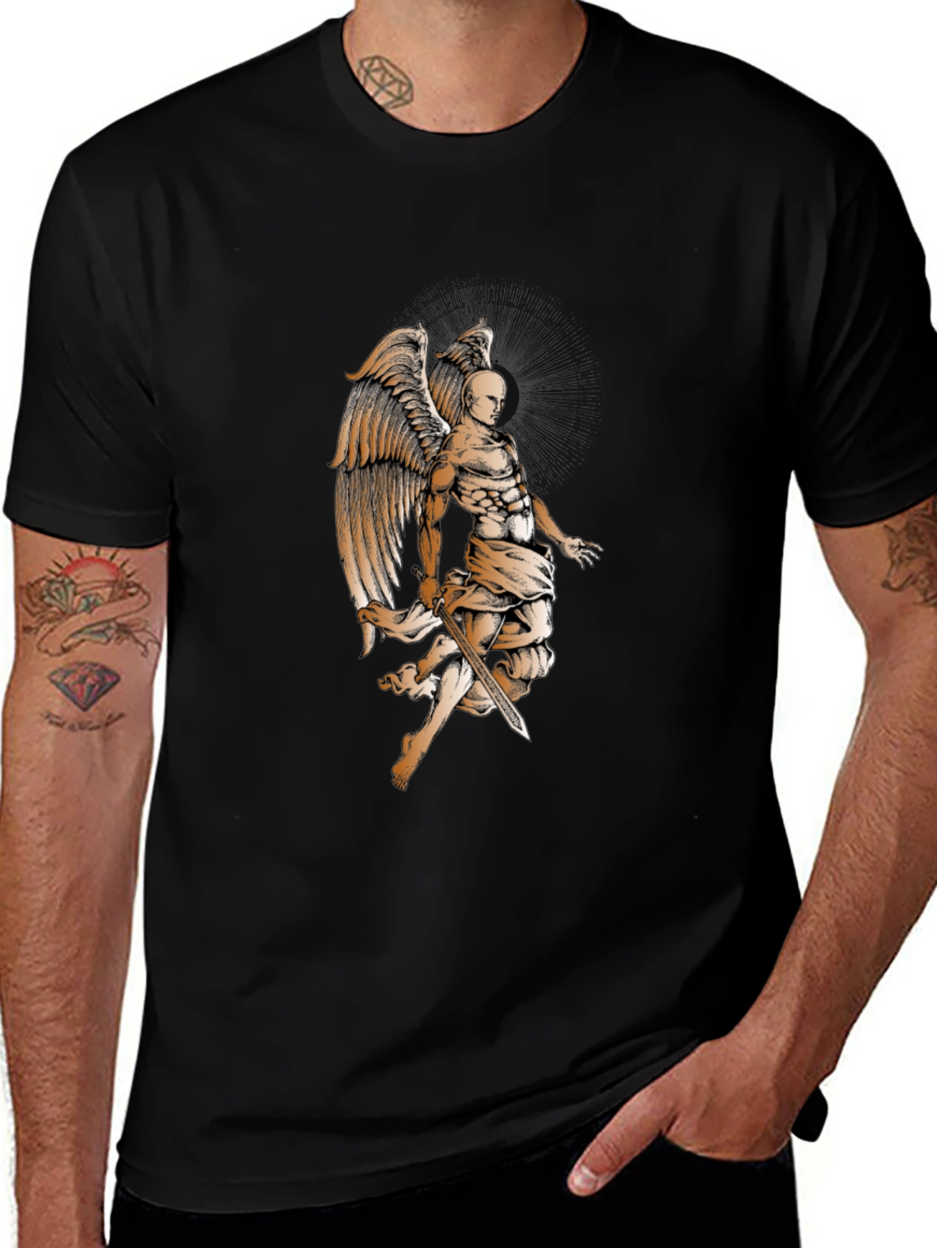 Variant 27 of Angel Graphic Tee - Mens Black T-Shirt