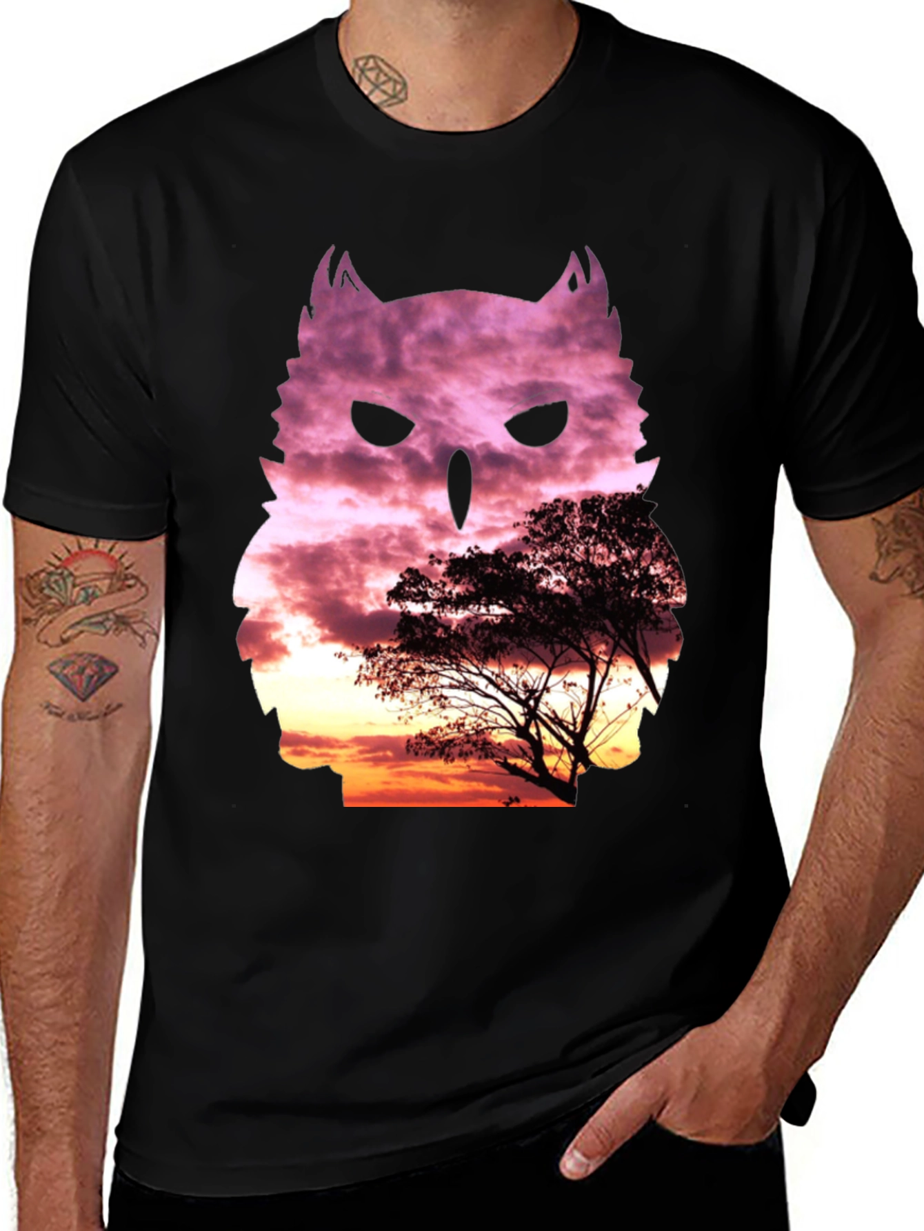 Variant 19 of Owl Sunset T-Shirt - Nature Inspired Graphic Tee