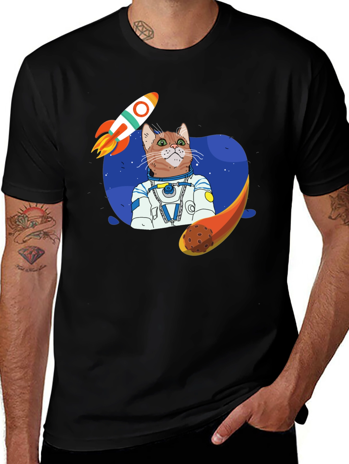 Variant 12 of Astronaut Cat Graphic T-Shirt