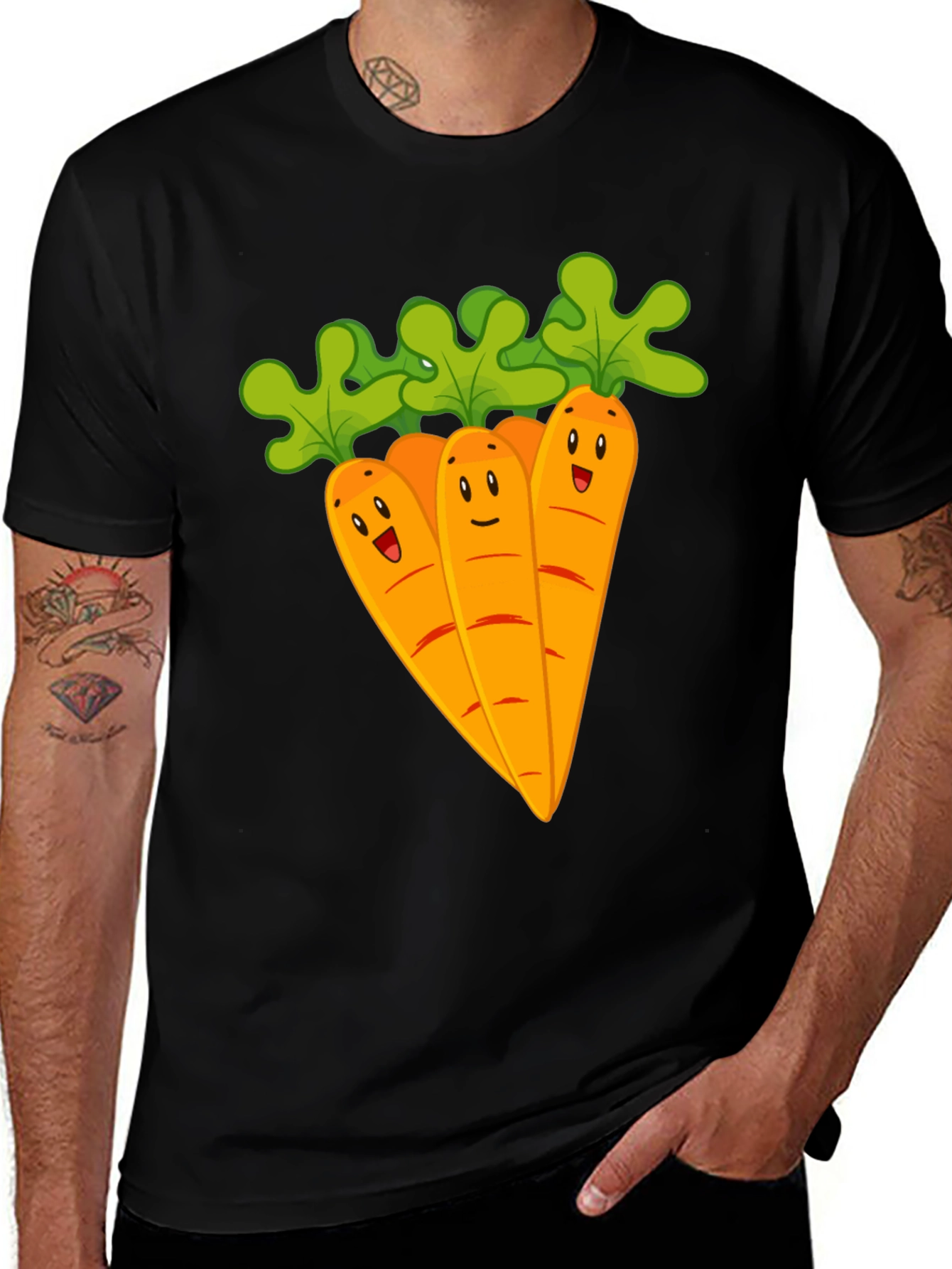 Variant 18 of Funny Carrot Graphic Tee - Unisex Black T-Shirt