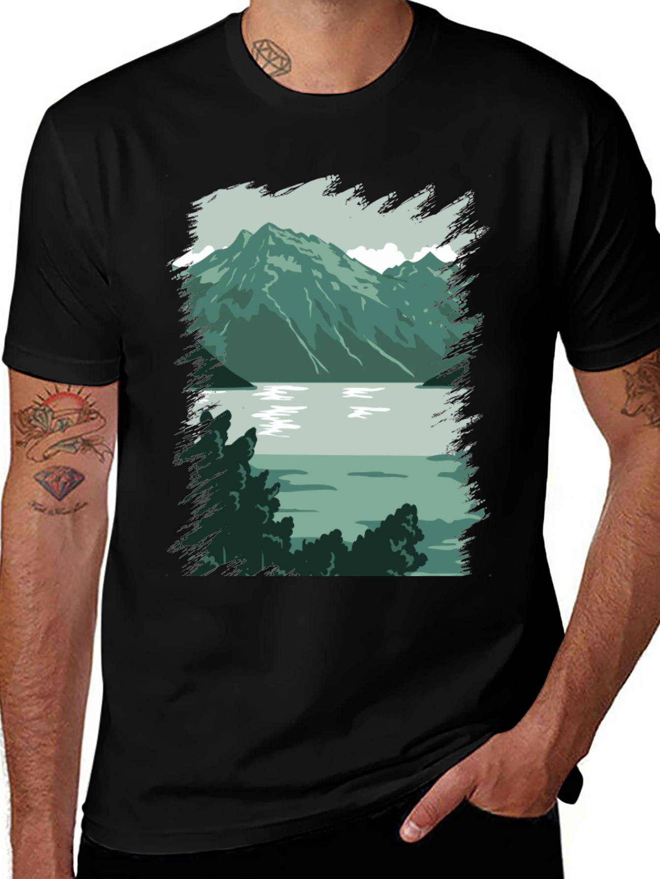 Variant 9 of Mountain Lake Graphic Tee - Nature Lover's T-Shirt