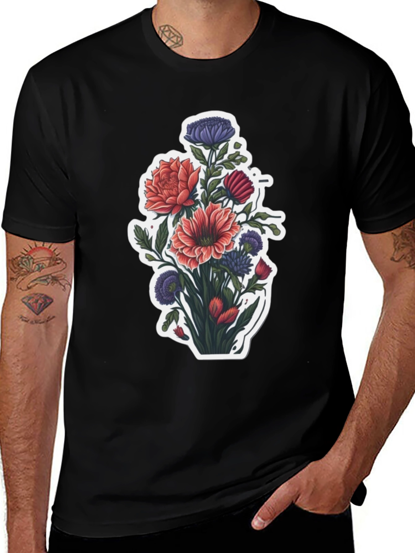 Variant 15 of Floral Graphic Black T-Shirt