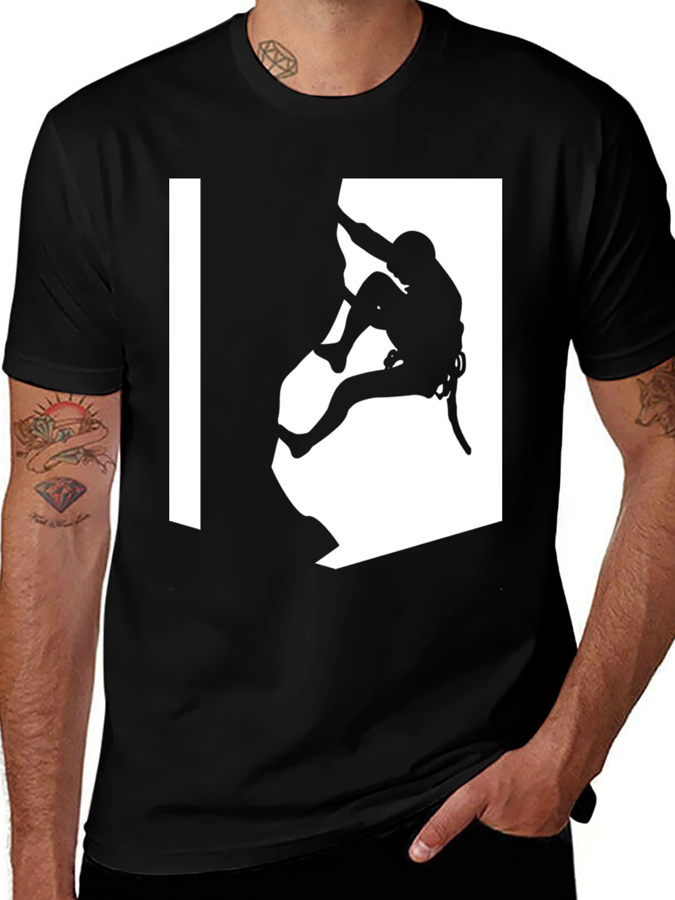 Rock Climbing Graphic T-Shirt - Black