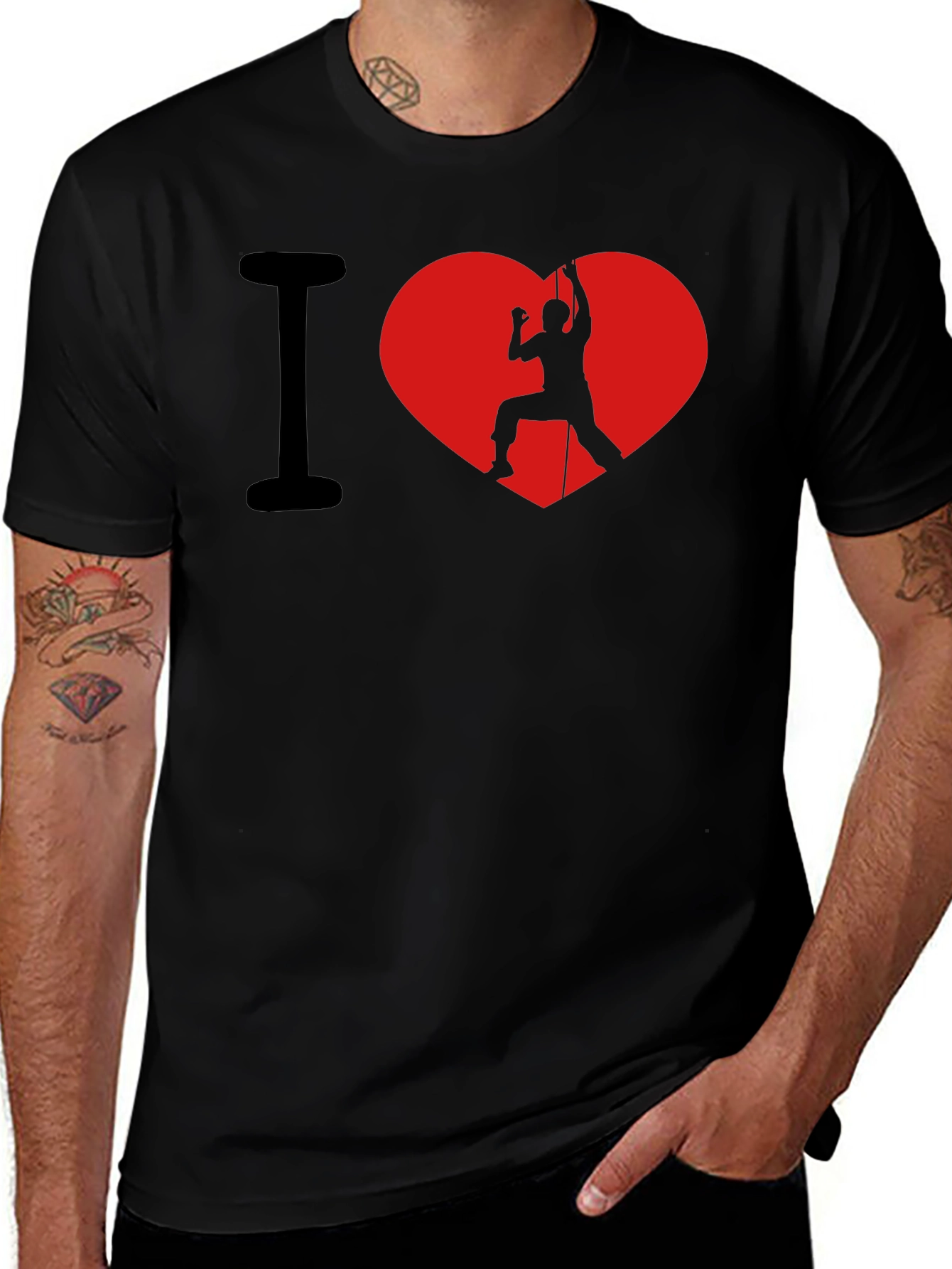 Variant 8 of I Heart Rock Climbing Black T-Shirt