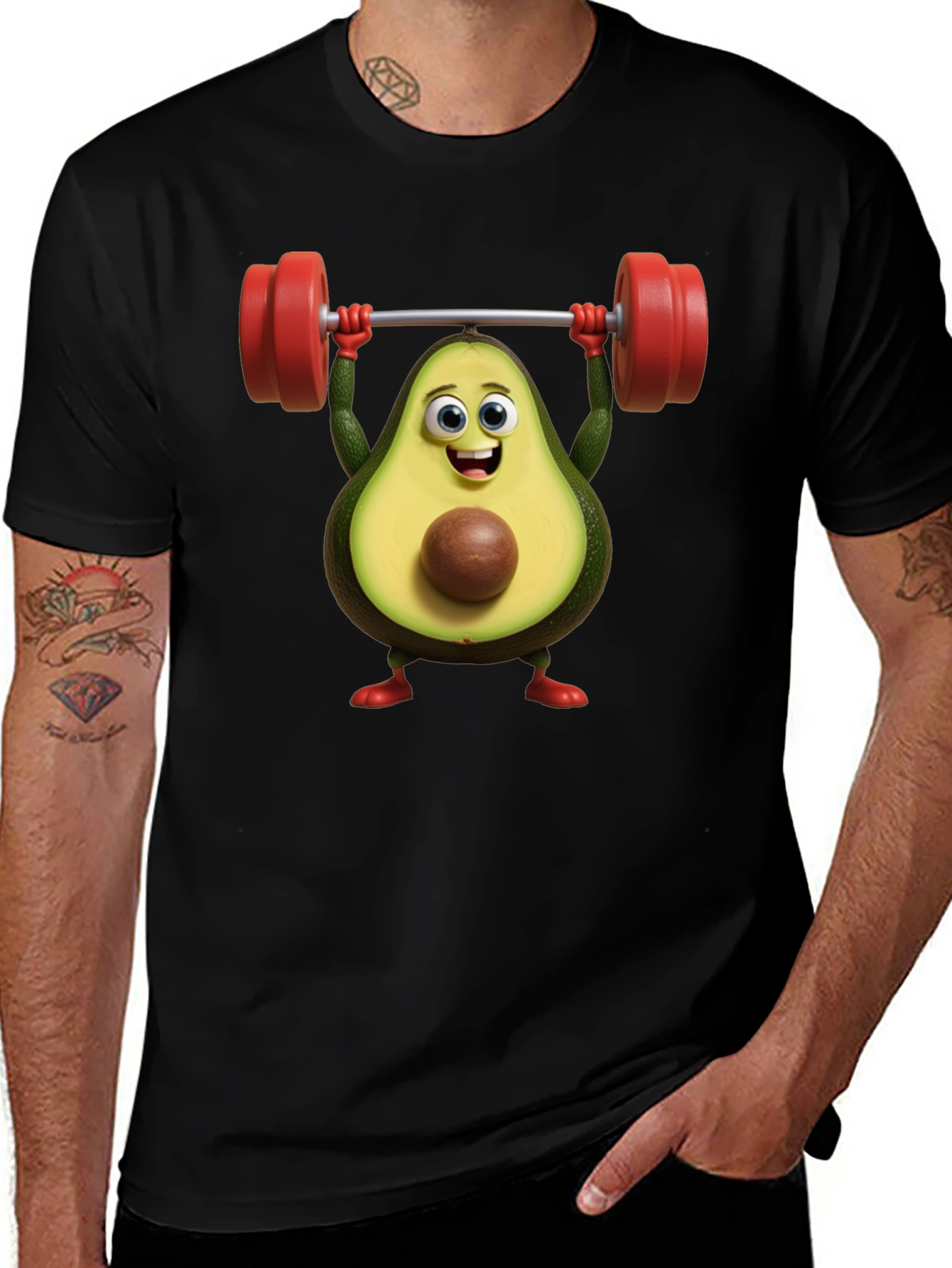 Variant 9 of Funny Avocado Lifting Weights Graphic T-Shirt