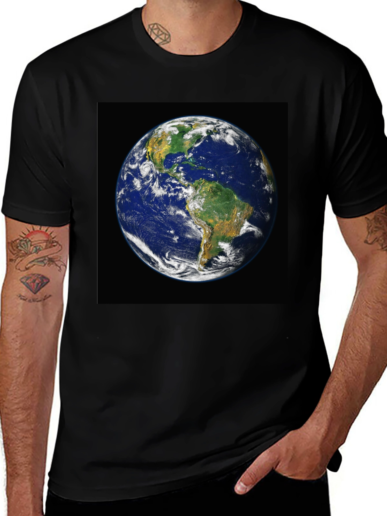 Earth Graphic Print Black T-Shirt