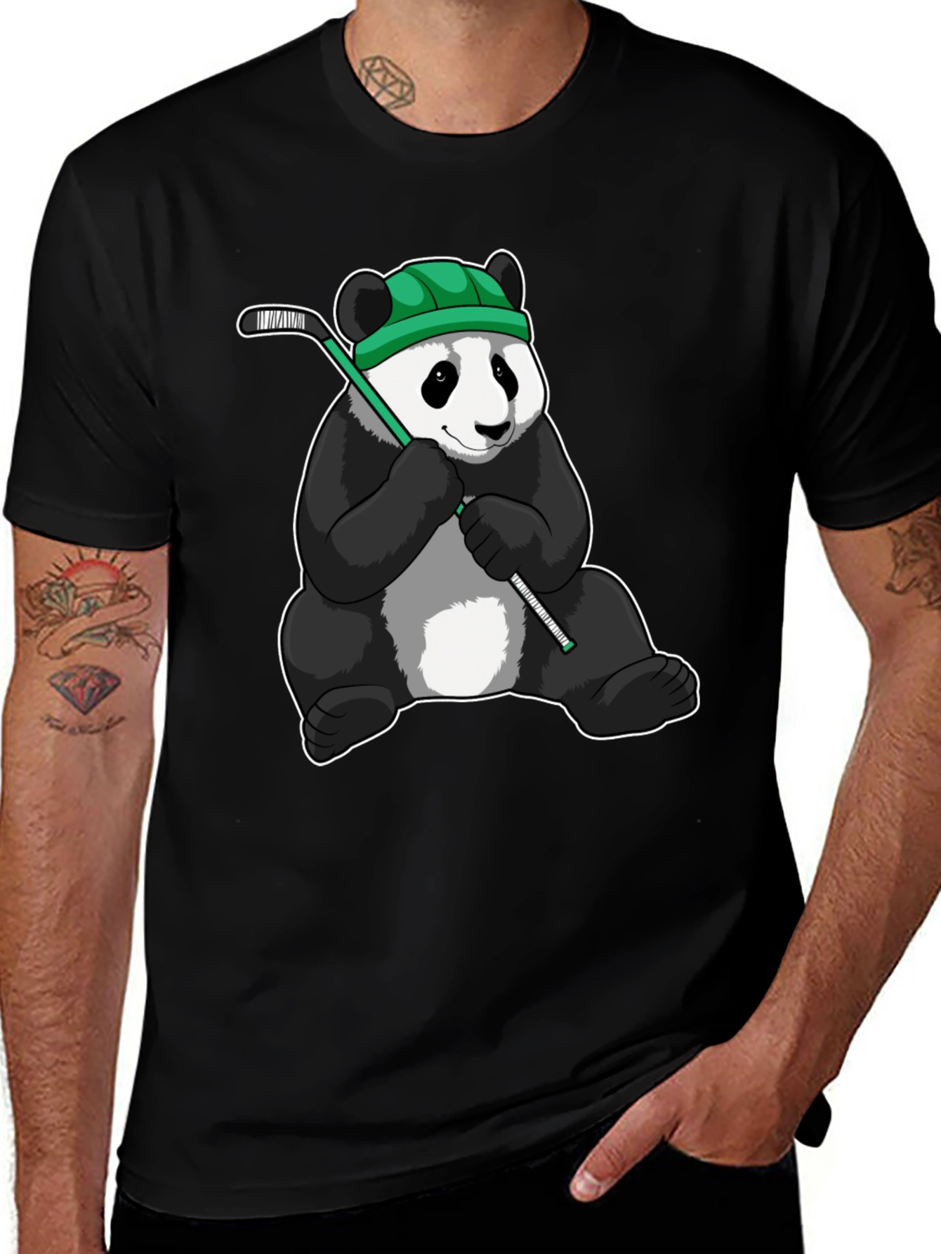 Variant 3 of Panda Hockey Player Graphic T-Shirt