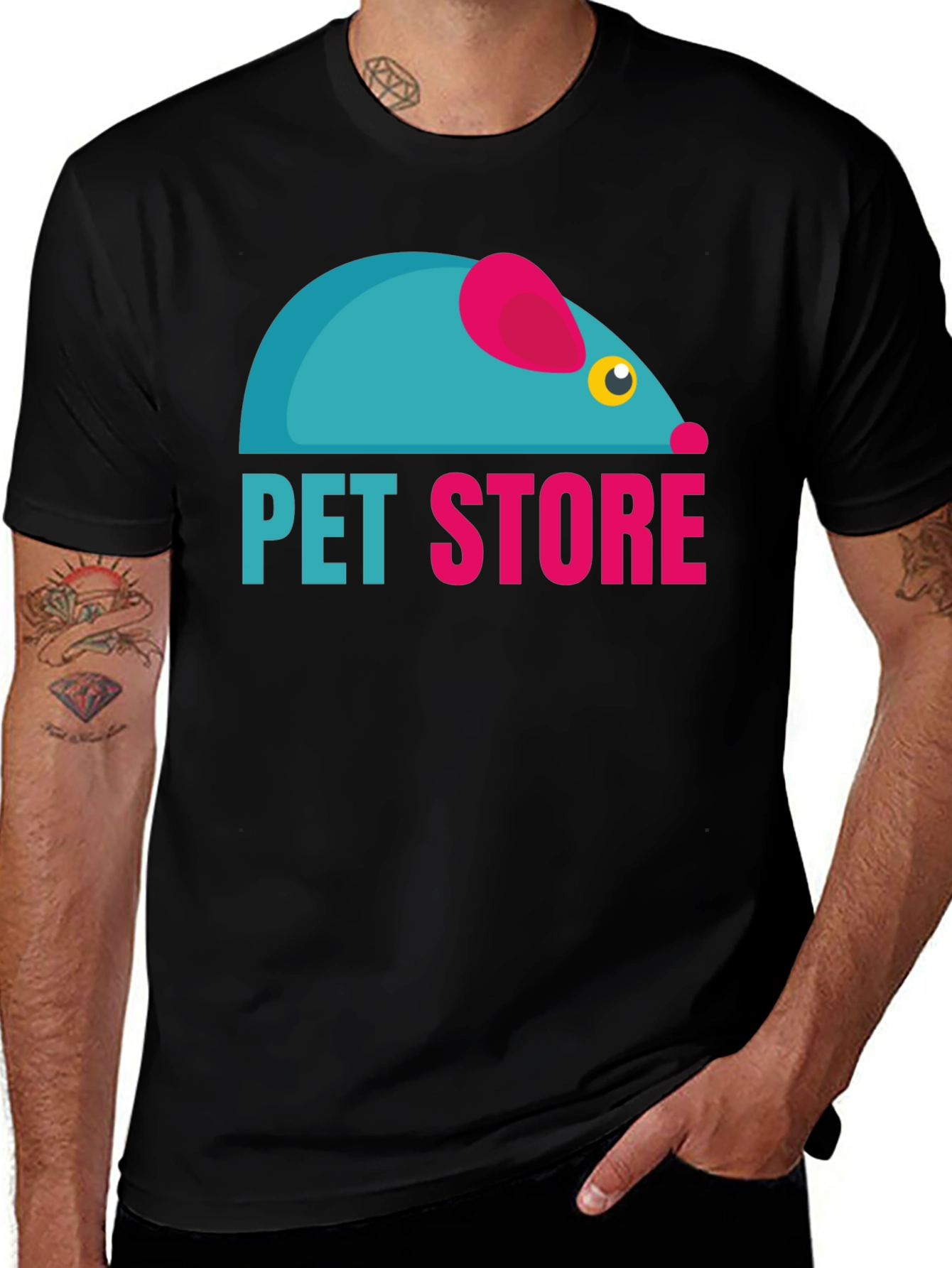 Variant 14 of Pet Store Graphic Tee - Black Cotton T-Shirt