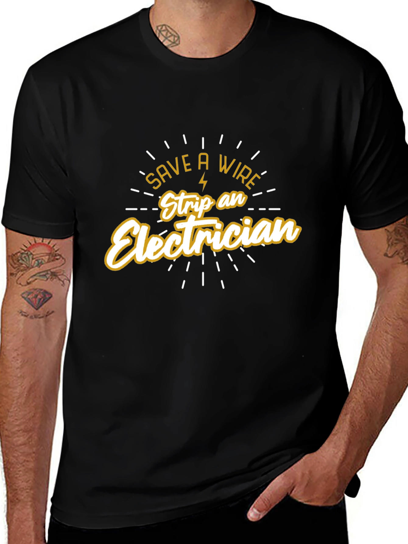 Variant 24 of Save a Wire Strip an Electrician Black T-Shirt