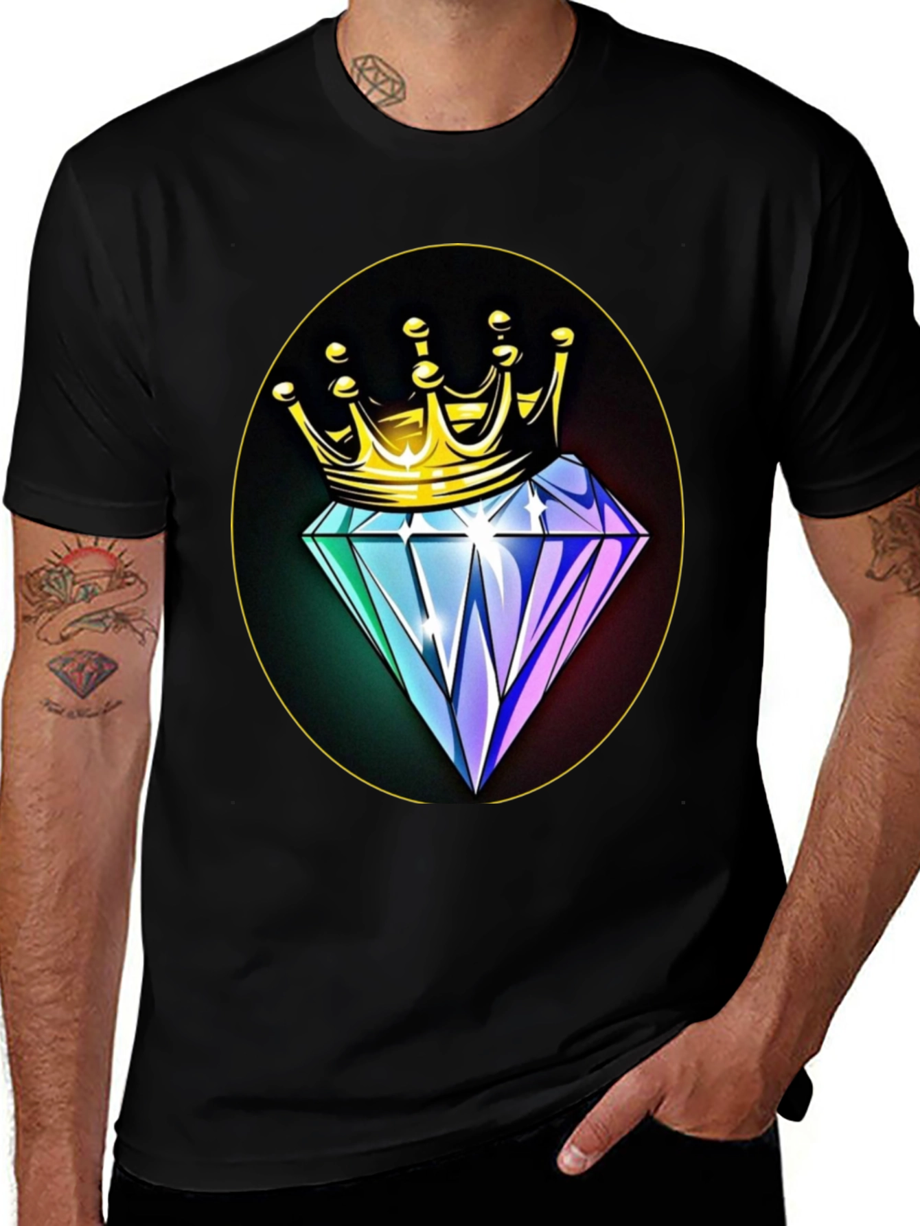 Variant 14 of Crown Diamond Graphic Tee - Men's Black T-Shirt