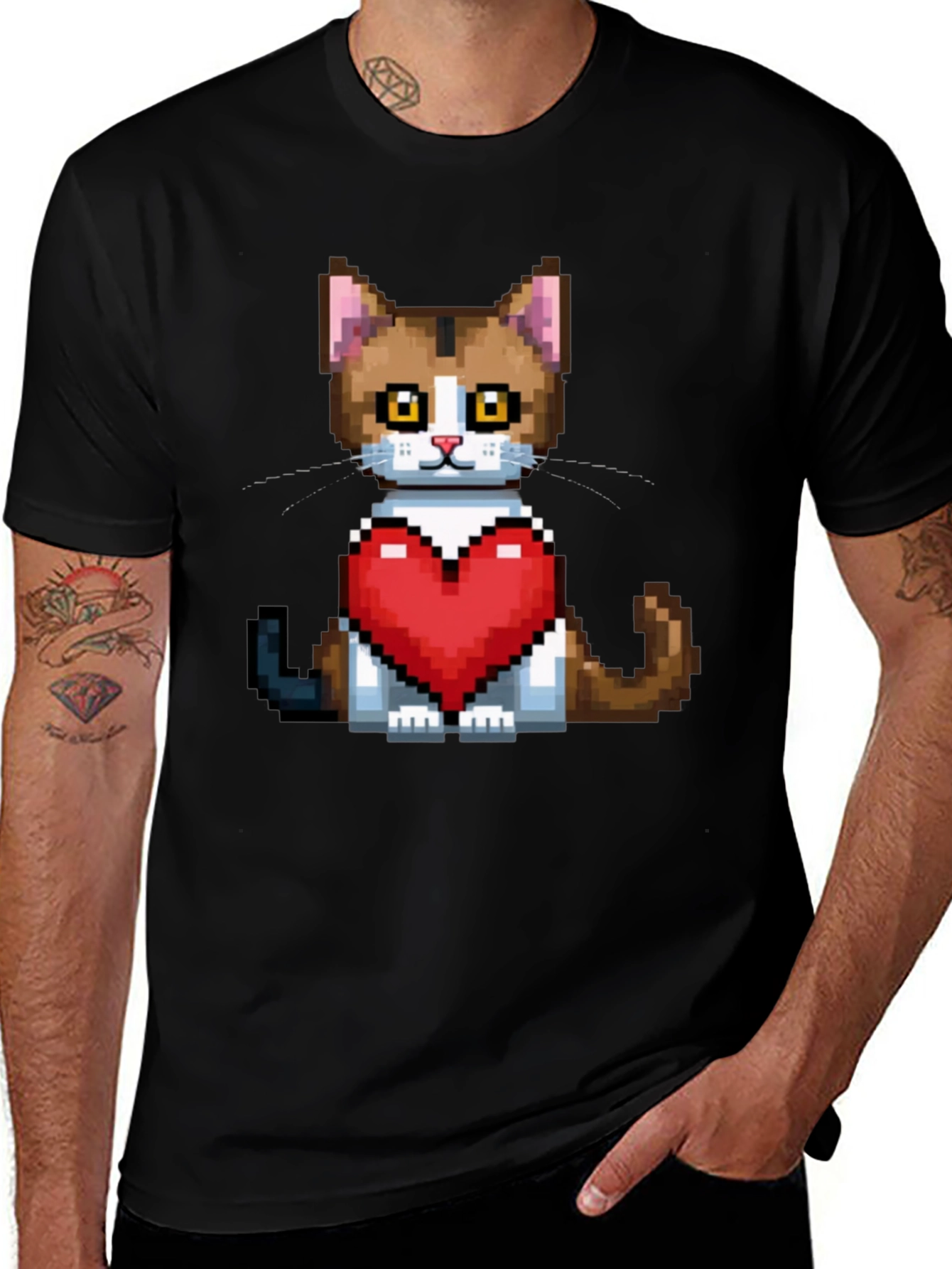 Variant 11 of Pixel Cat Heart T-Shirt - Cute Graphic Tee