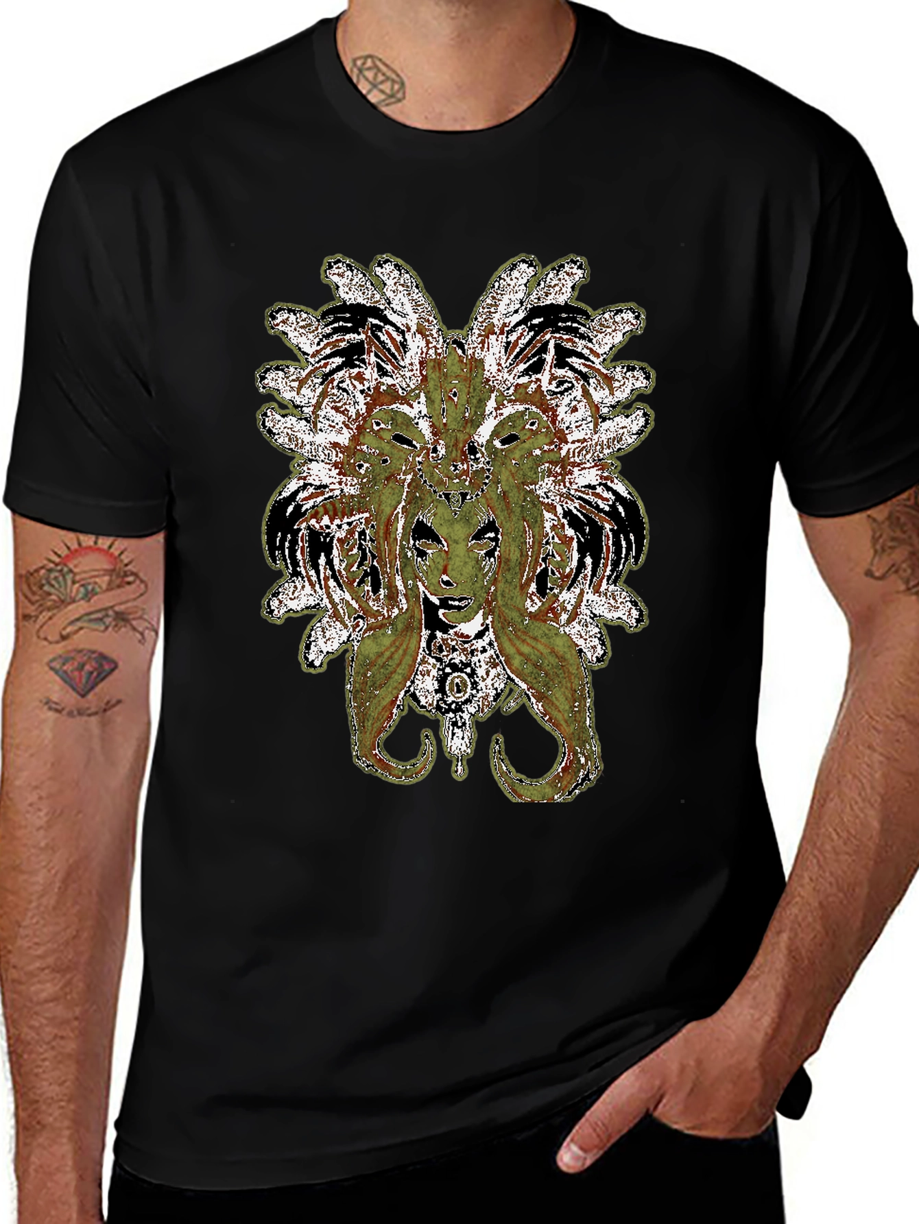 Black Medusa Graphic Print Black T-Shirt main image