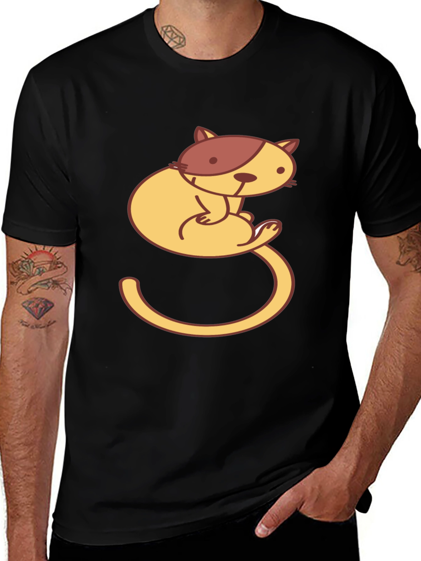 Variant 27 of Cute Cat Graphic T-Shirt - Unisex Black Tee