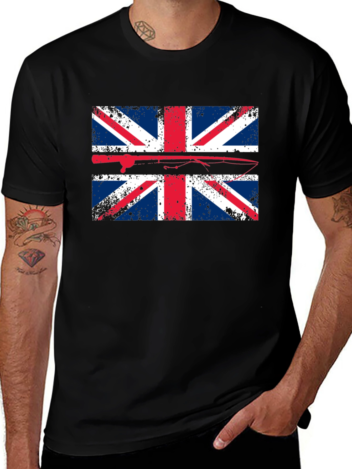 Variant 12 of British Flag Fishing Rod T-Shirt