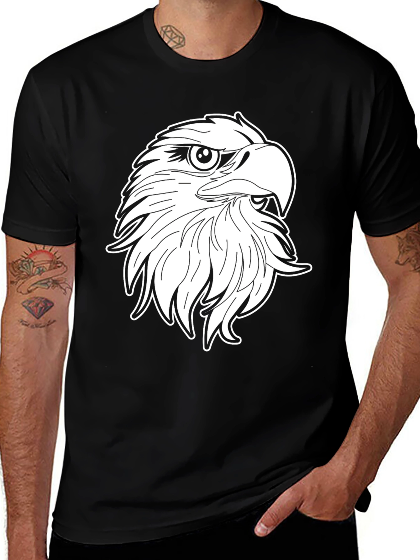 Black Eagle Graphic Tee - Cool Bird of Prey Design