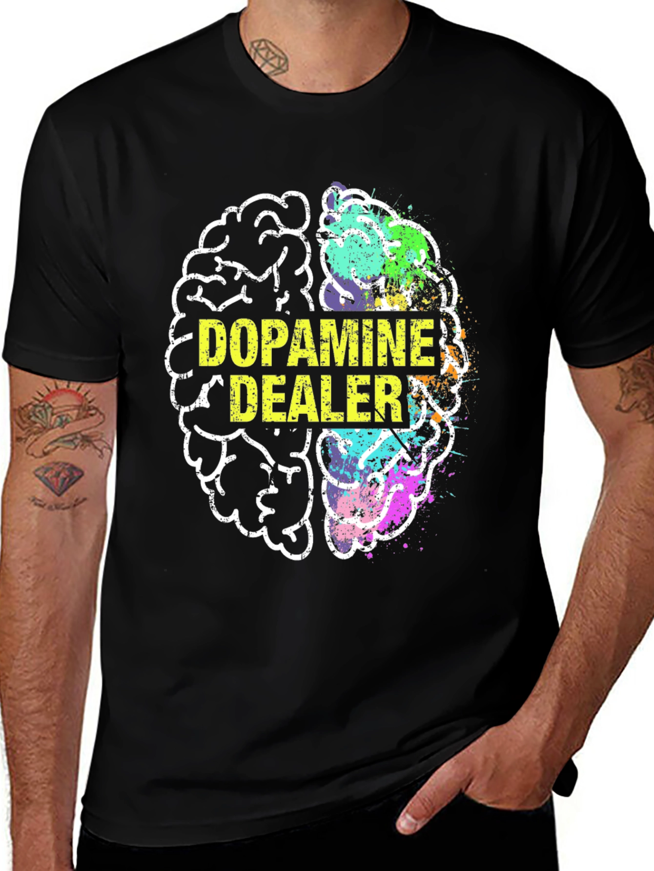 Dopamine Dealer Brain Graphic T-Shirt - Neuro Humor Tee