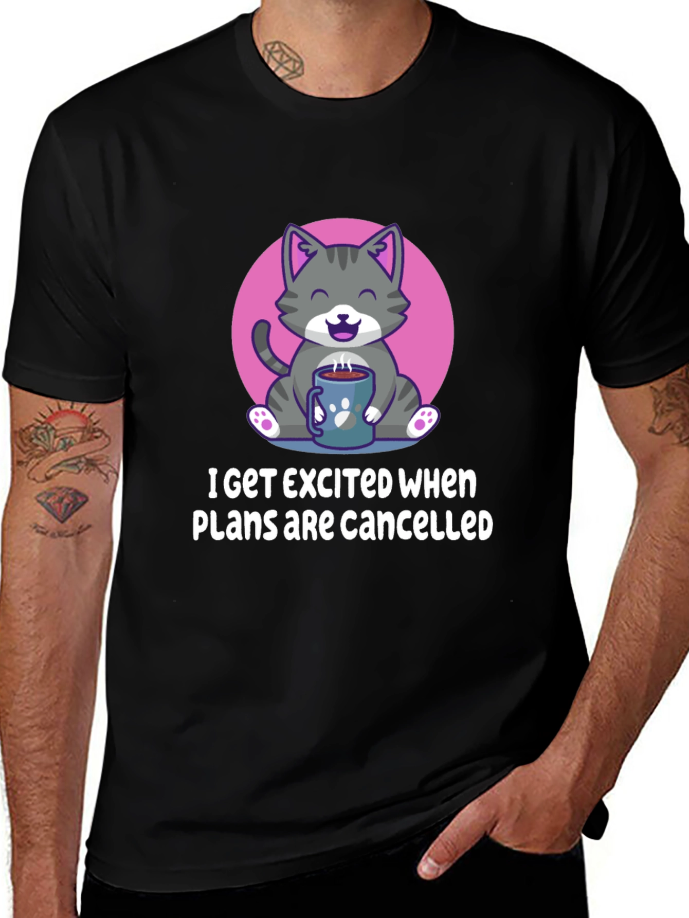 Variant 10 of Funny Cat Coffee T-Shirt - Cancelled Plans Graphic Tee