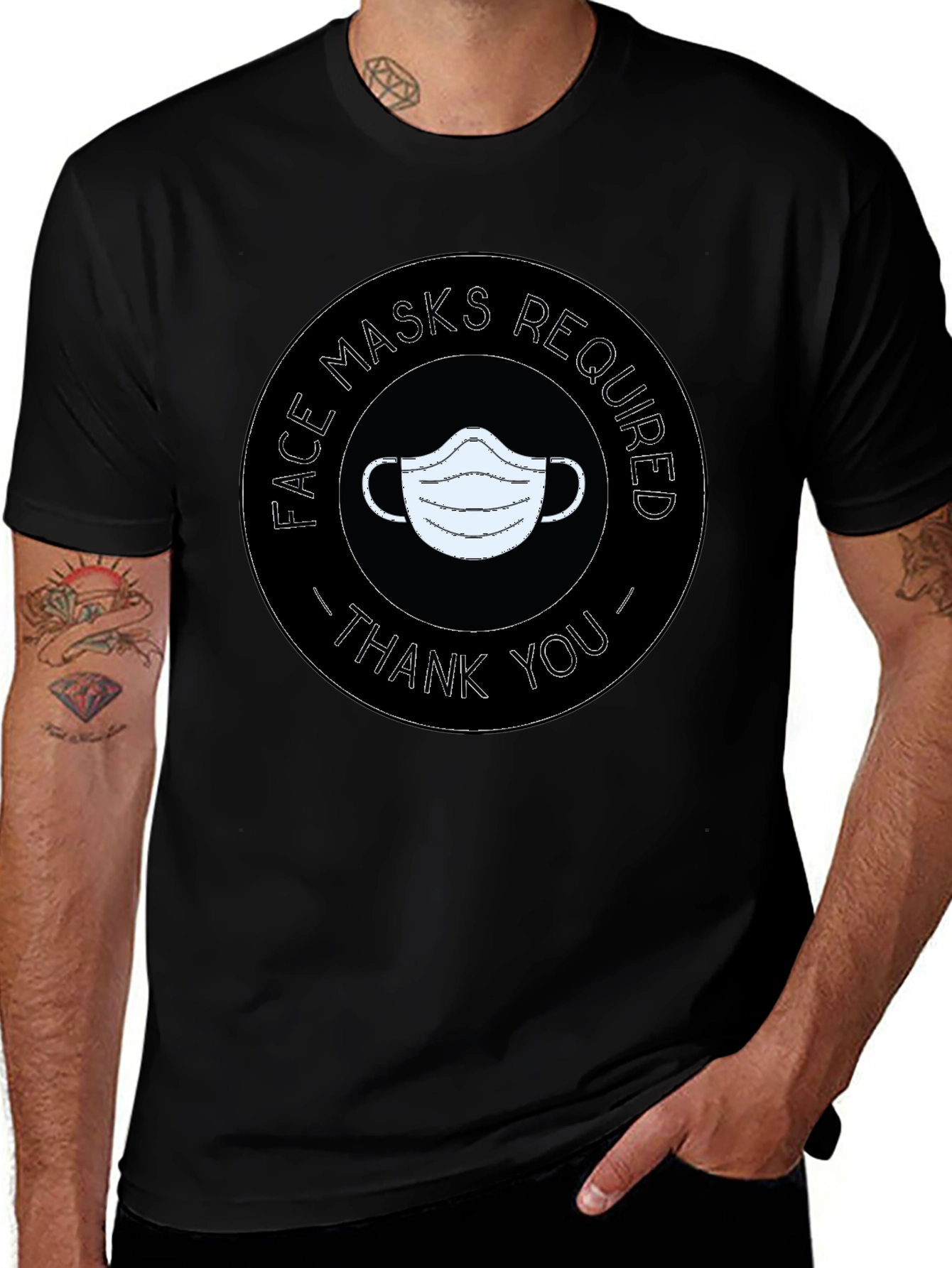 Variant 18 of Face Masks Required T-Shirt - Thank You