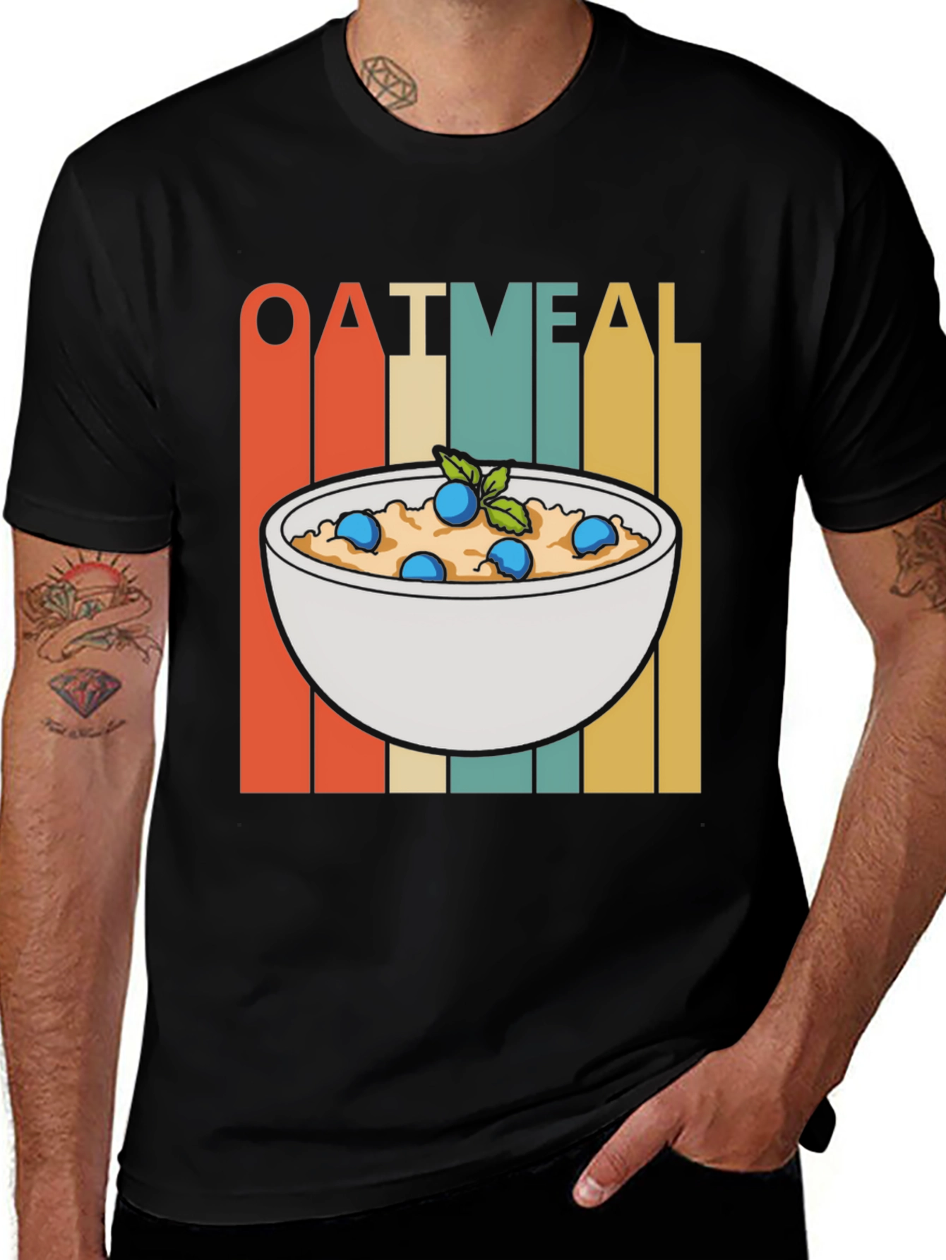 Variant 24 of Oatmeal Bowl Graphic Tee - Breakfast Lovers T-Shirt
