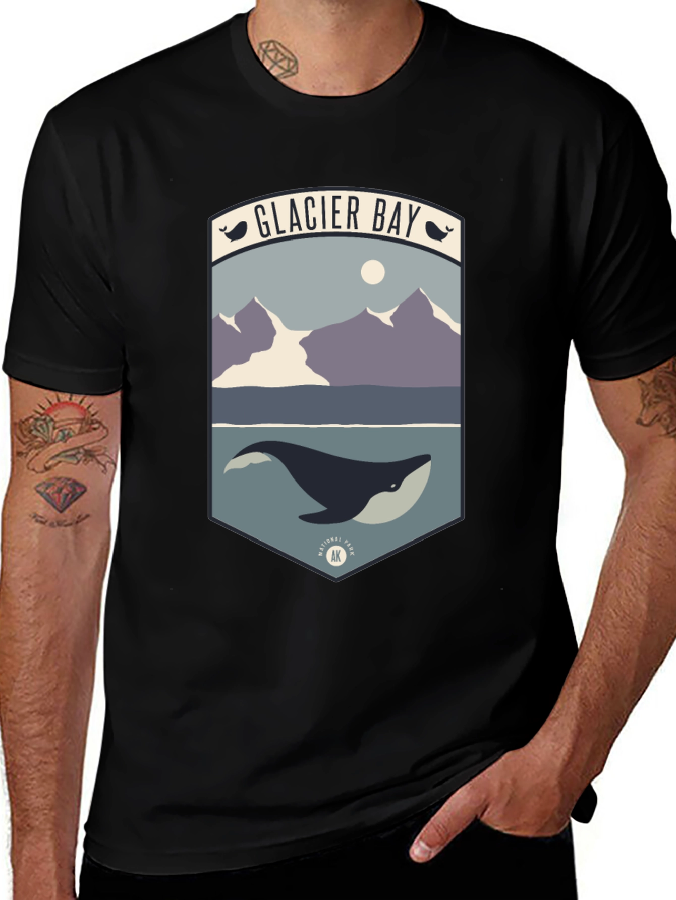Glacier Bay National Park Graphic Tee - Alaska Whale Design